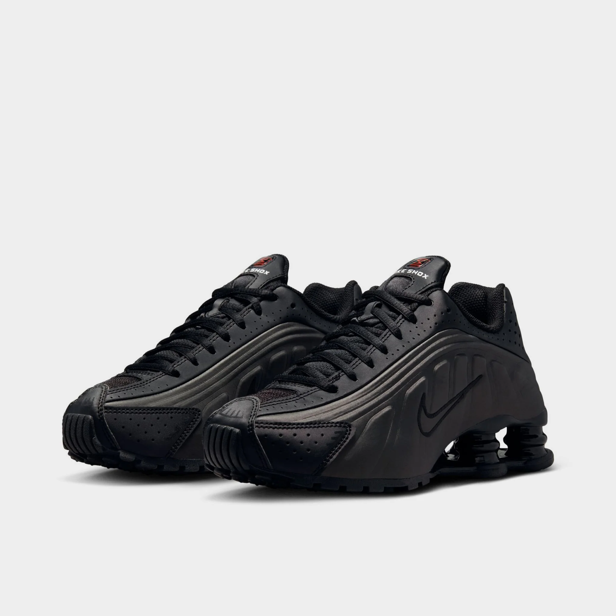 Nike Shox R4 GS Black / Black - Bright Crimson - Image 2