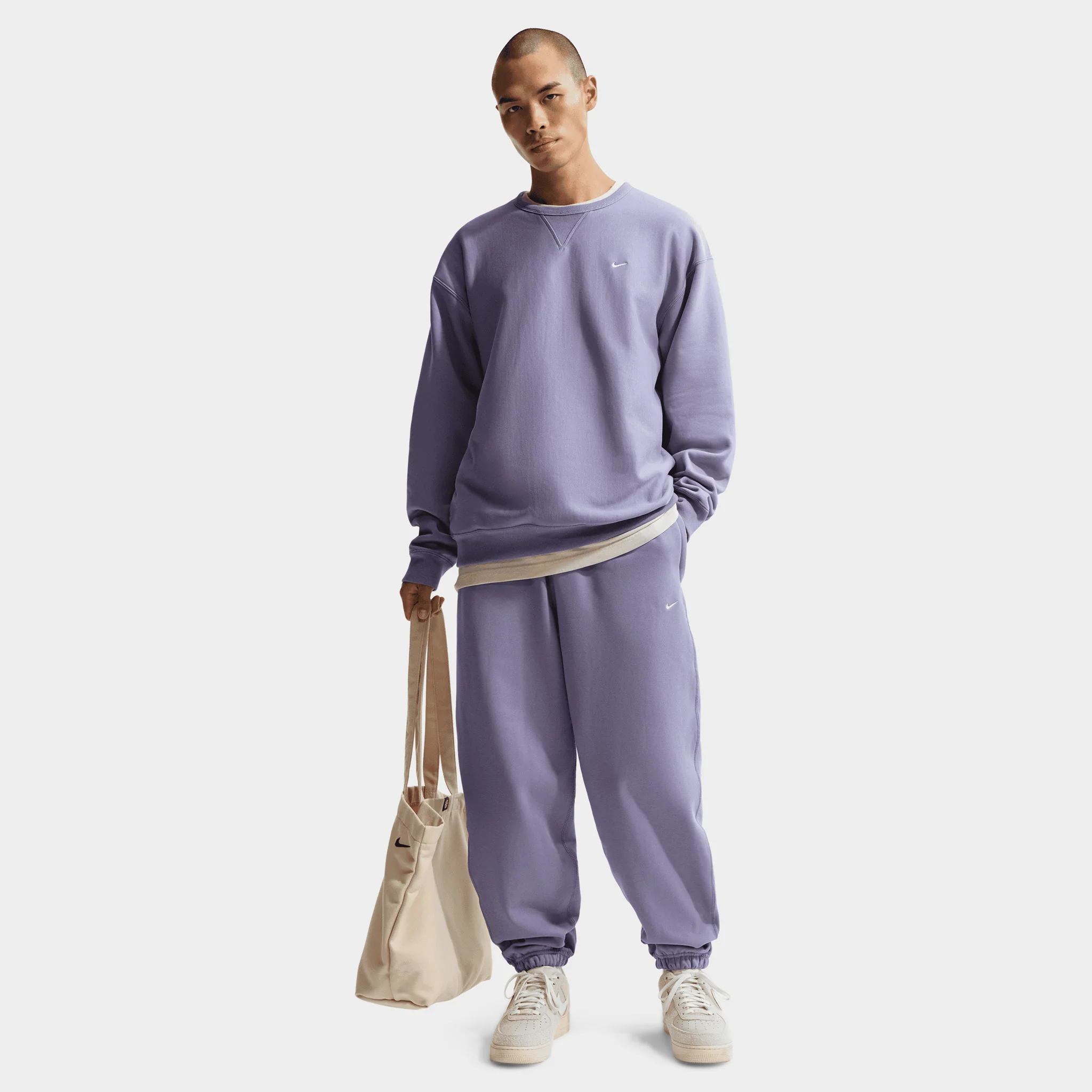 Nike Solo Swoosh Cuffed Fleece Pants / Iron Purple - Image 5