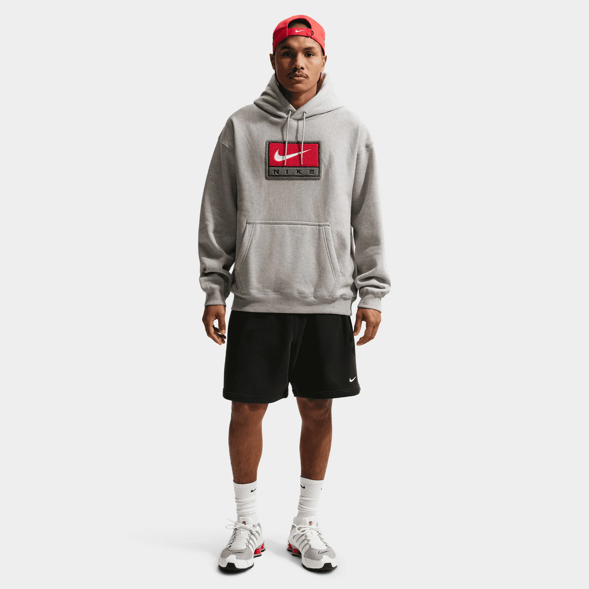 Nike Solo Swoosh Fleece Hoodie / Grey Heather - Image 5