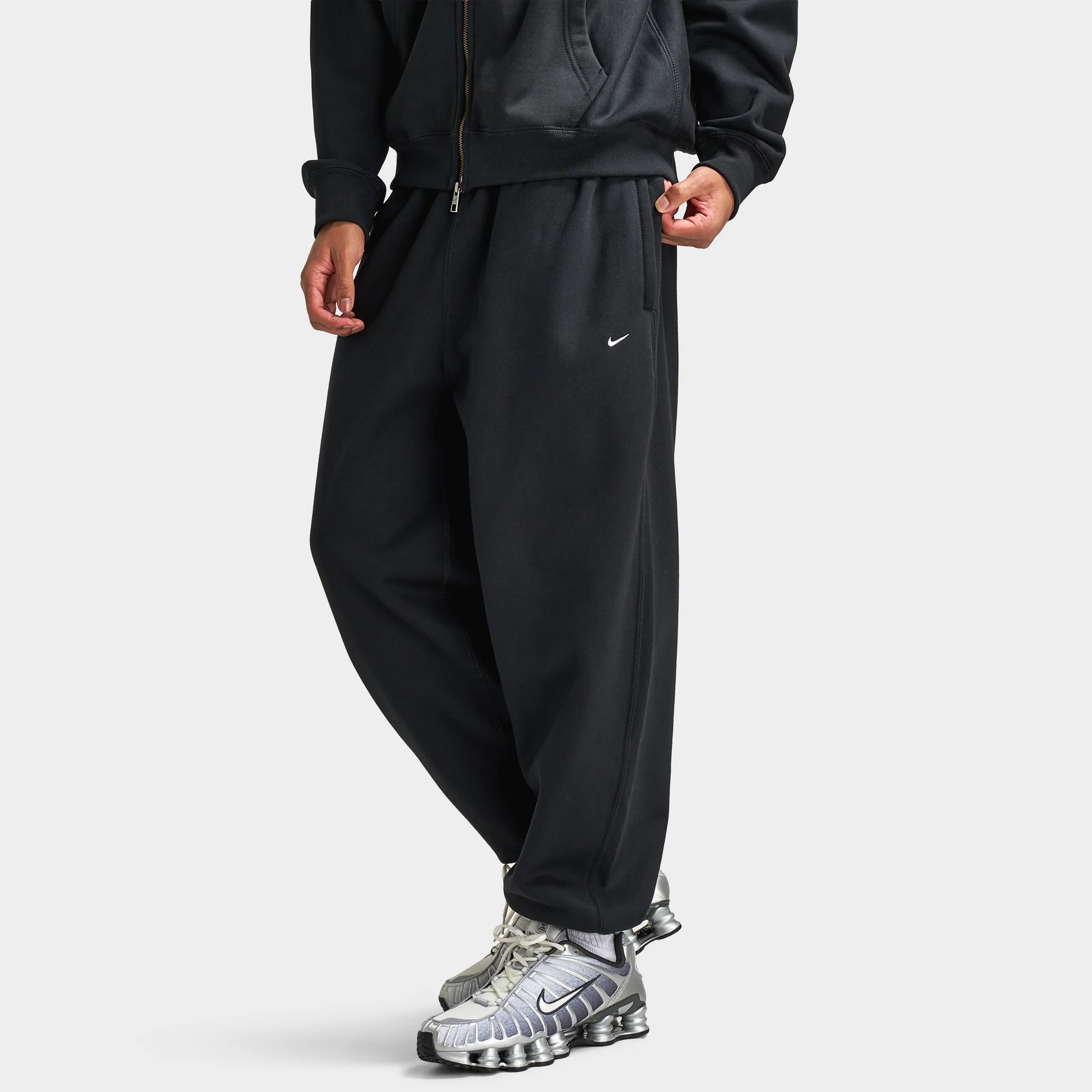 Nike Solo Swoosh Fleece Pants Black / White - Image 4