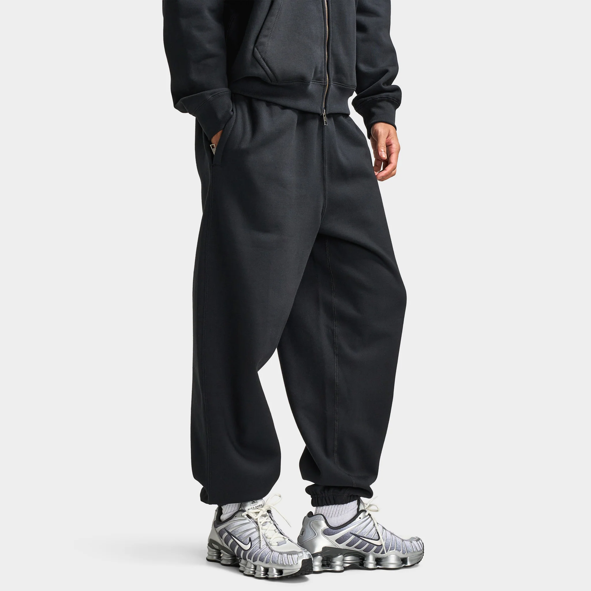 Nike Solo Swoosh Fleece Pants Black / White - Image 5