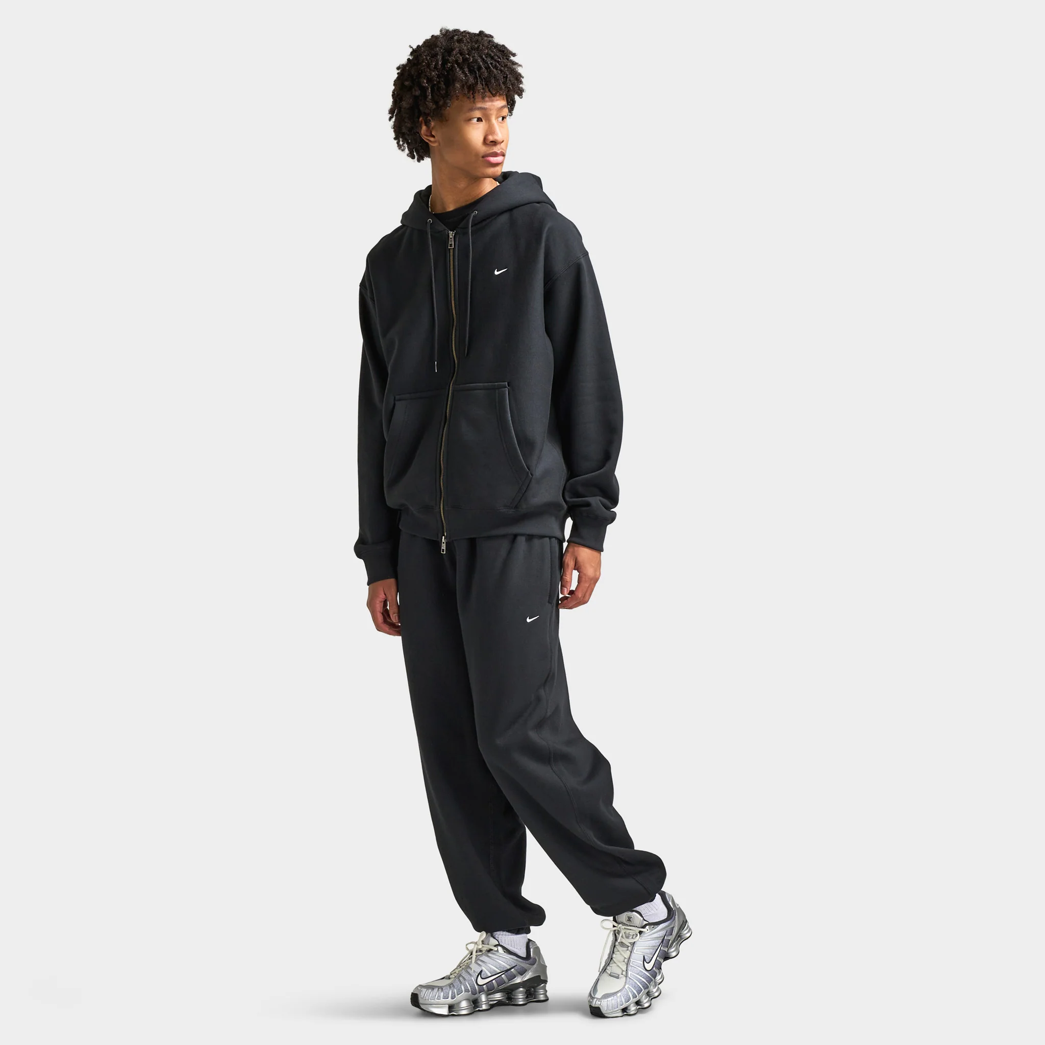 Nike Solo Swoosh Fleece Pants Black / White - Image 6