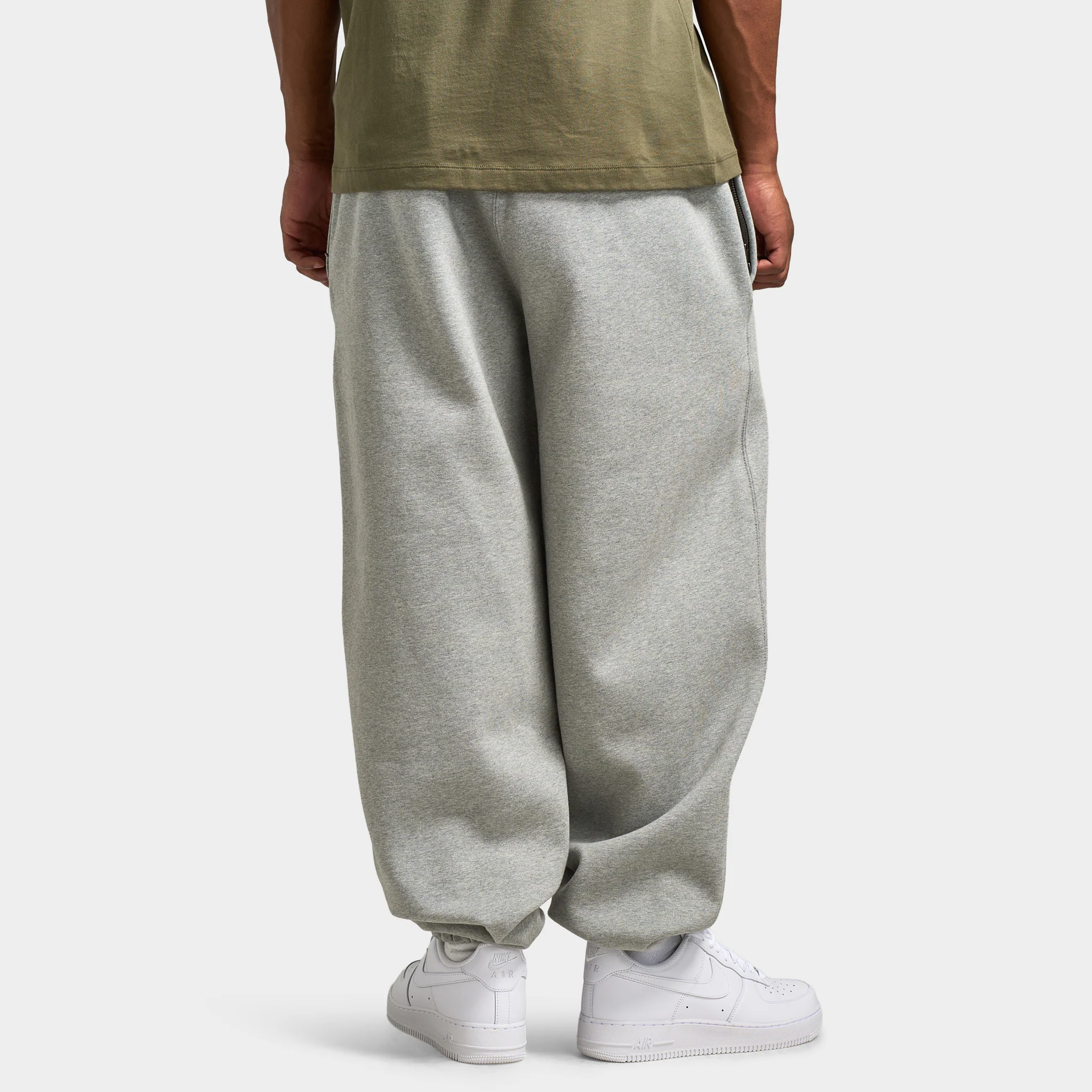Nike Solo Swoosh Fleece Pants Dark Heather Grey / White - Image 2