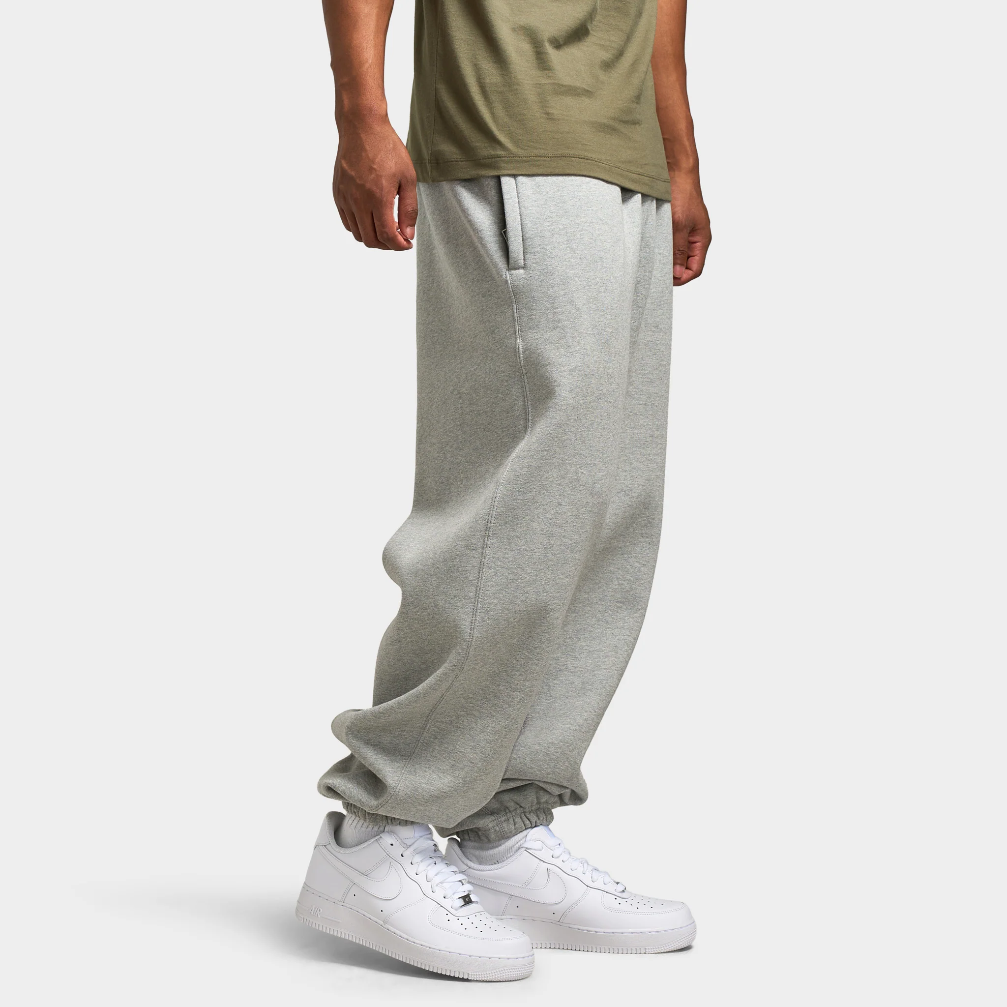 Nike Solo Swoosh Fleece Pants Dark Heather Grey / White - Image 4