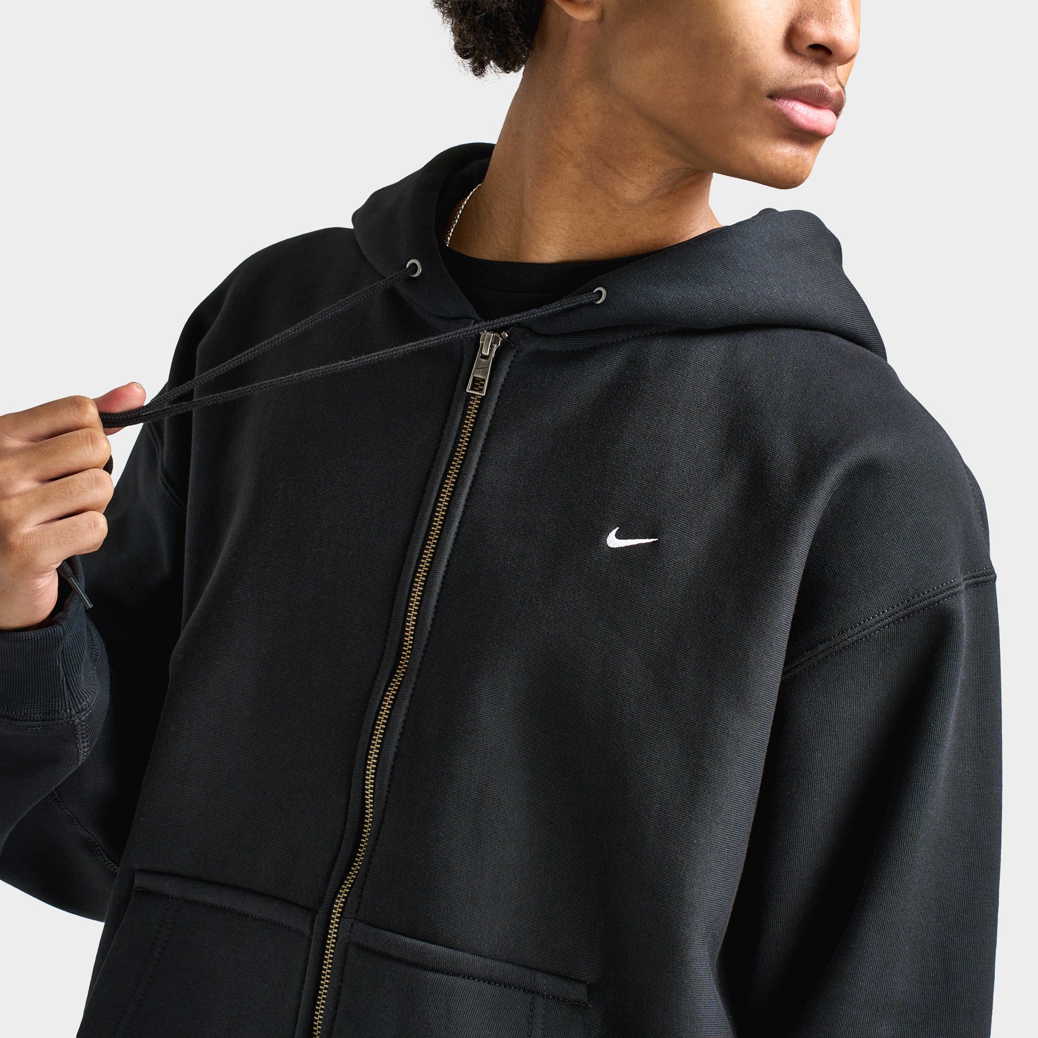 Nike Solo Swoosh Full-Zip Hoodie Black / White - Image 3