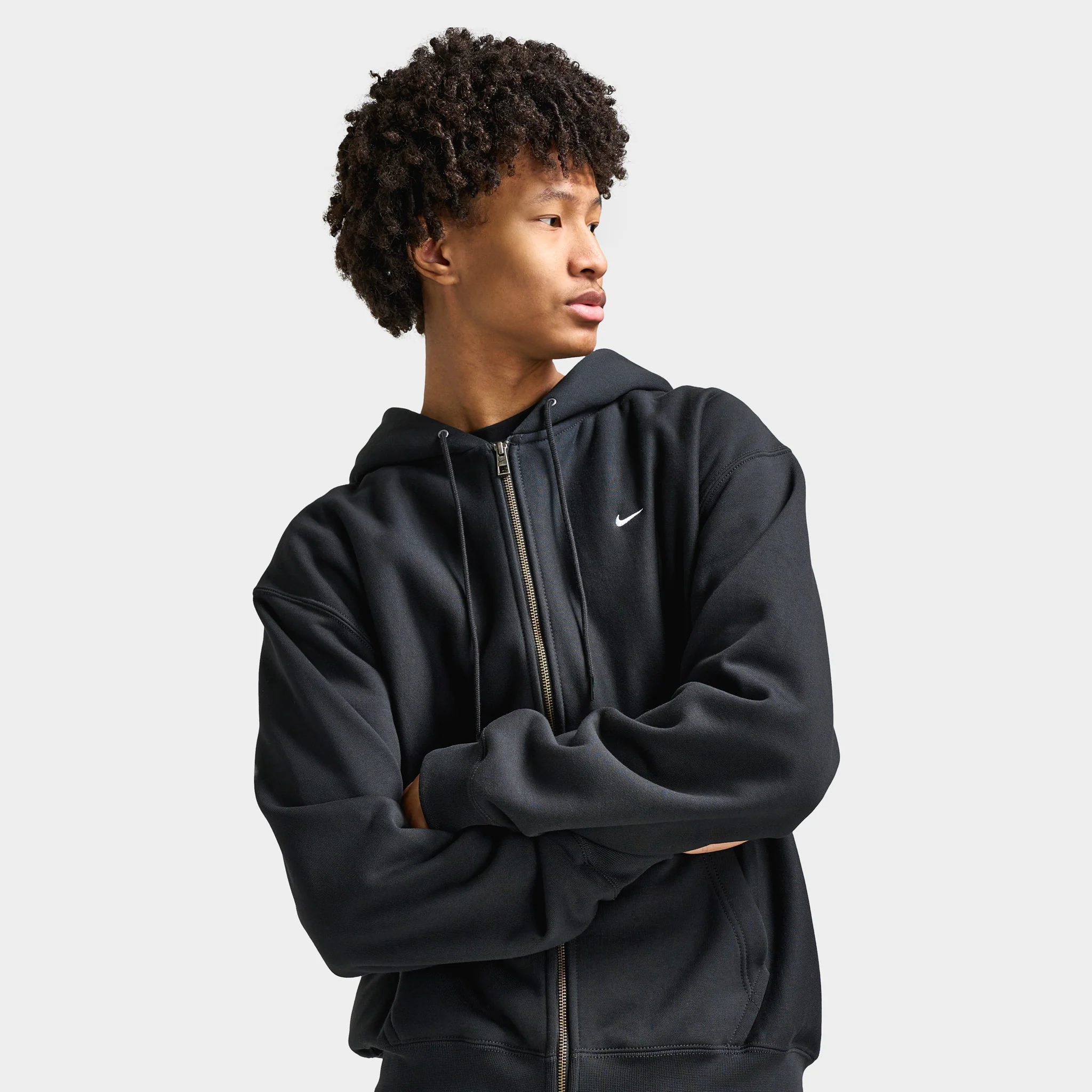 Nike Solo Swoosh Full-Zip Hoodie Black / White - Image 4