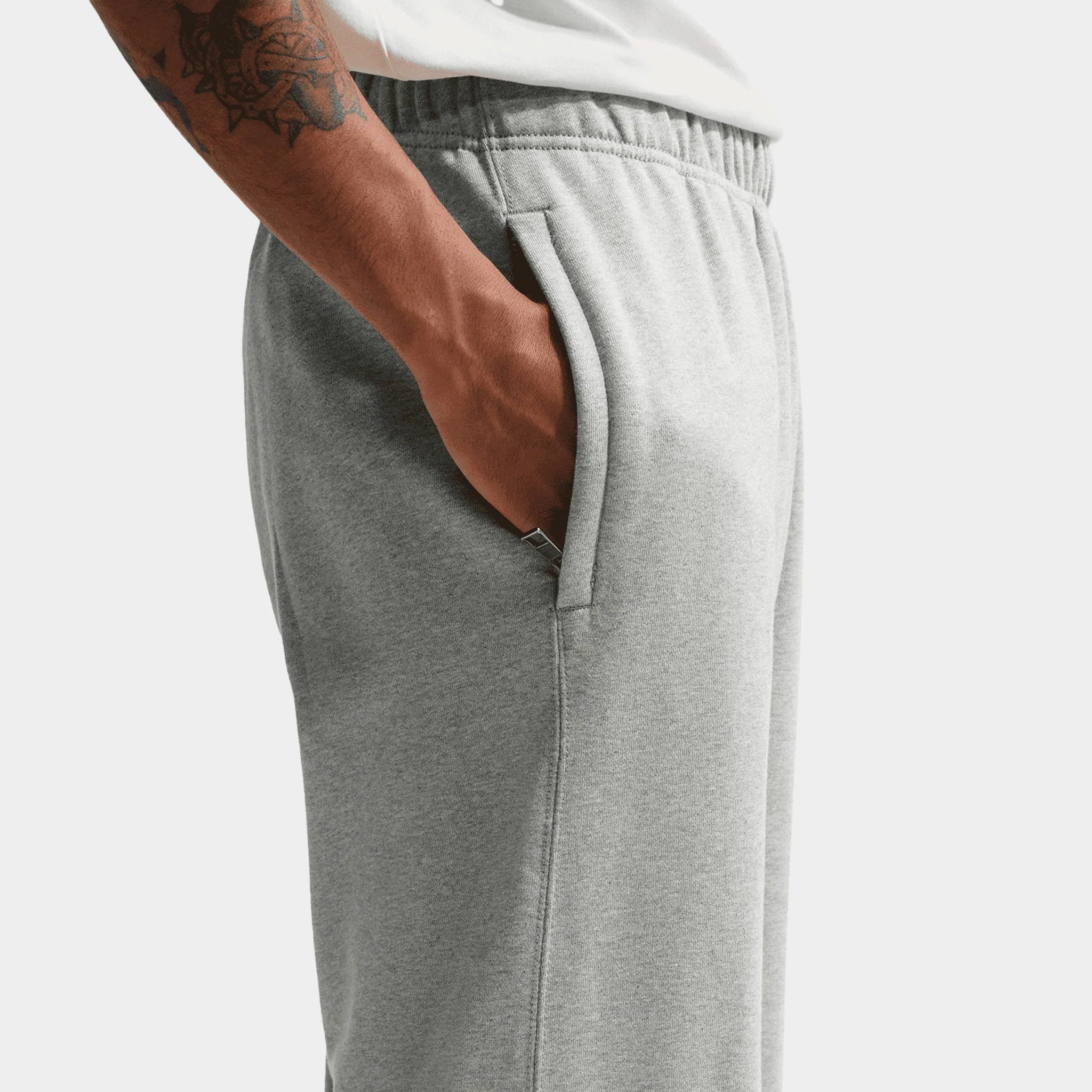 Nike Solo Swoosh Open Hem Fleece Pants / Grey Heather - Image 2
