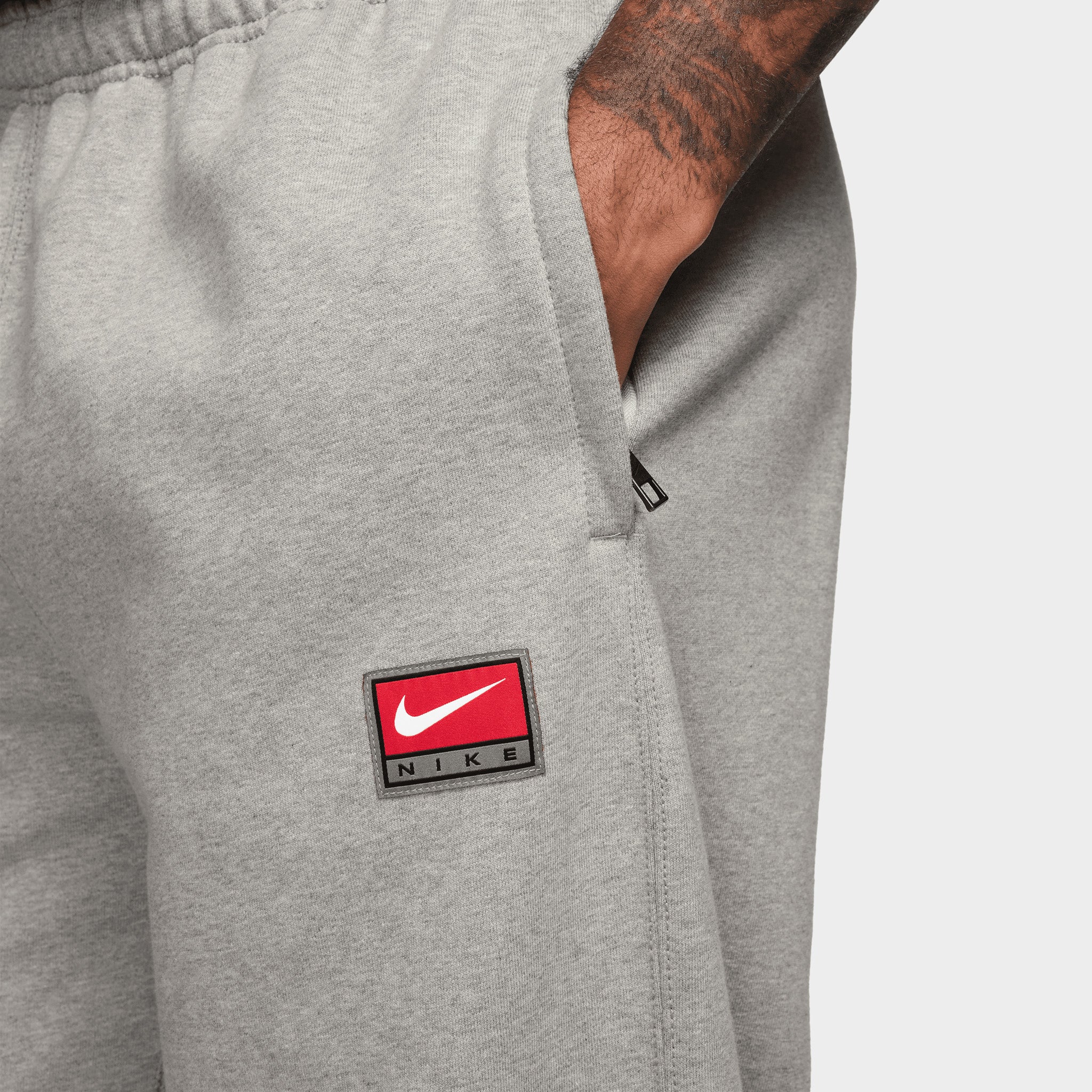 Nike Solo Swoosh Open Hem Fleece Pants / Grey Heather - Image 3