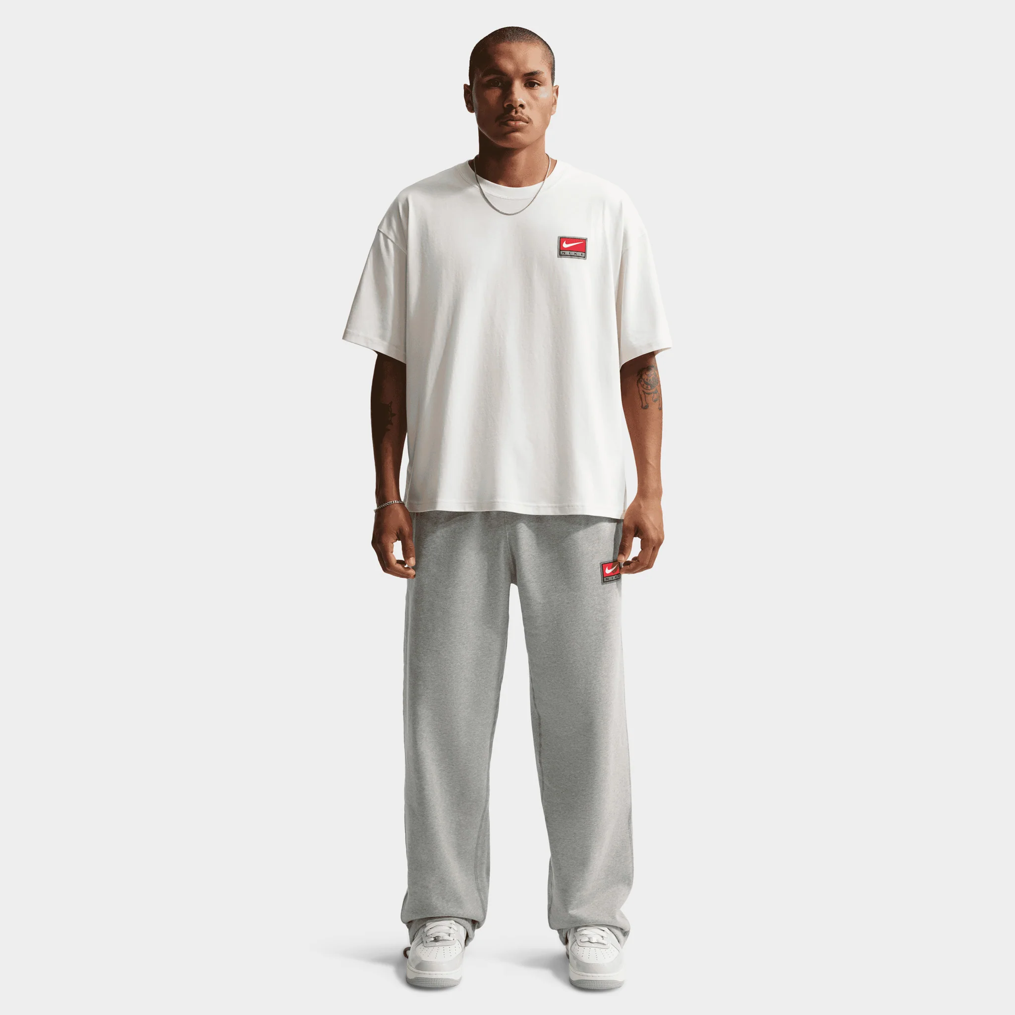 Nike Solo Swoosh Open Hem Fleece Pants / Grey Heather - Image 5
