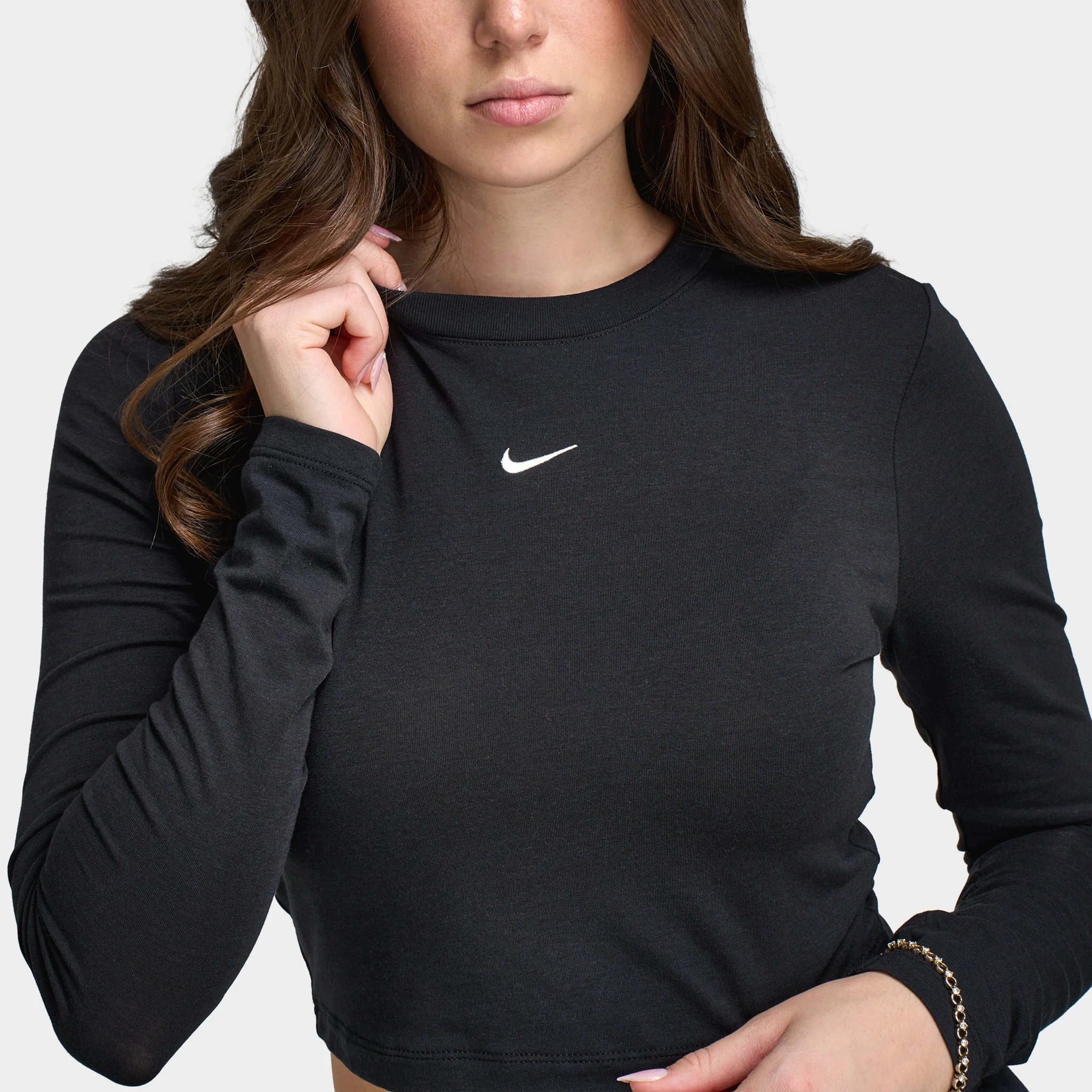 Nike Sporstwear Women's Chill Knit Long Sleeve Crop Black / Sail - Image 2