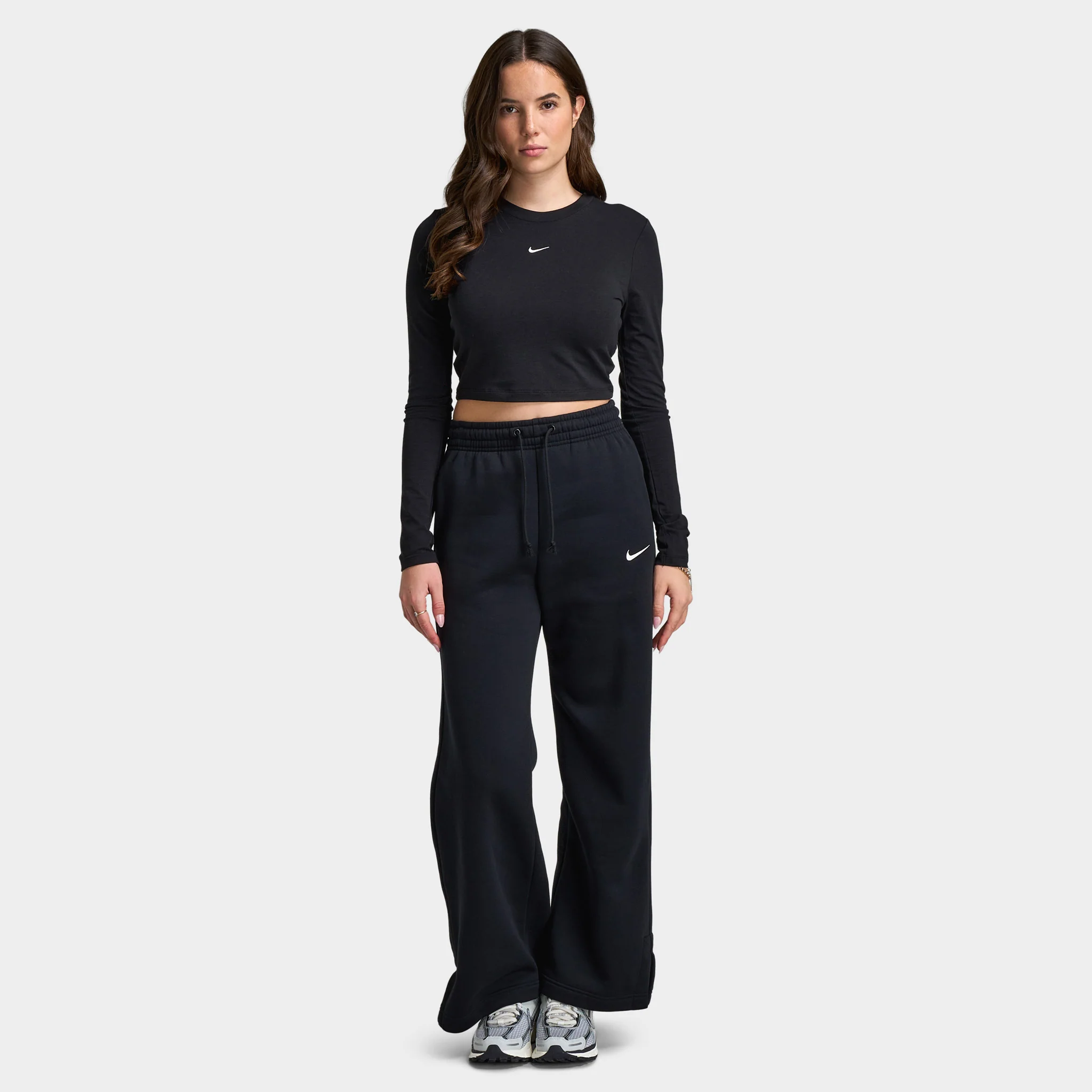 Nike Sporstwear Women's Chill Knit Long Sleeve Crop Black / Sail - Image 5
