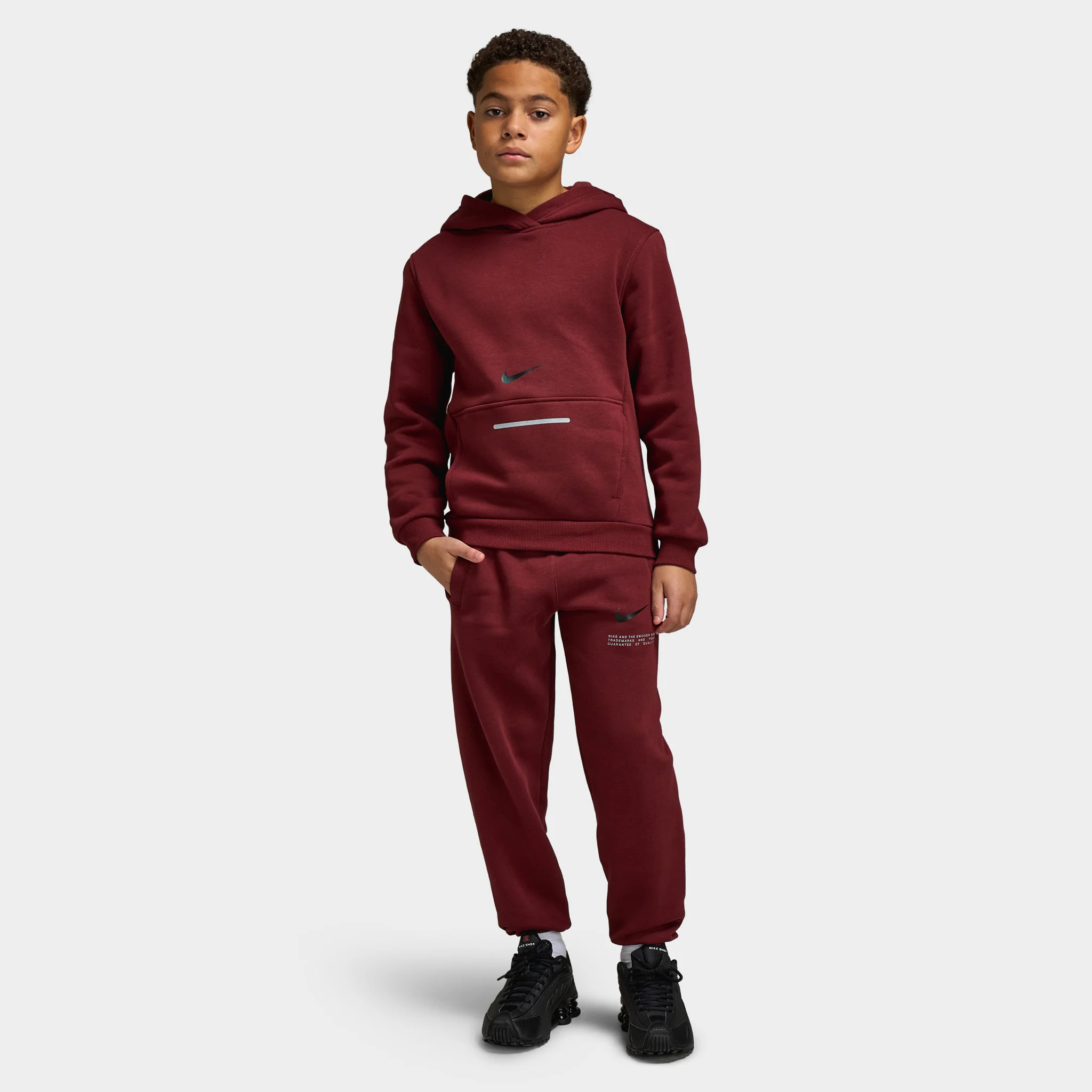 Nike Sportswear Junior Boys' Club Fleece Hoodie BRND NRG / Dark Team Red - Image 6