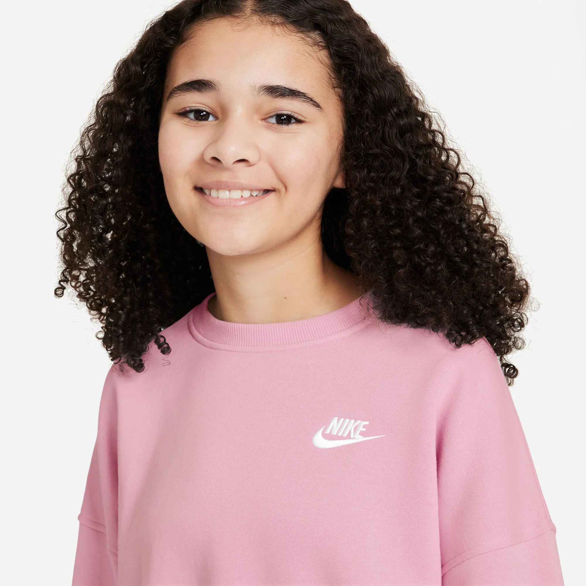 Nike Sportswear Junior Girls' Club FLeece Boxy Crew / Med Soft Pink - Image 3