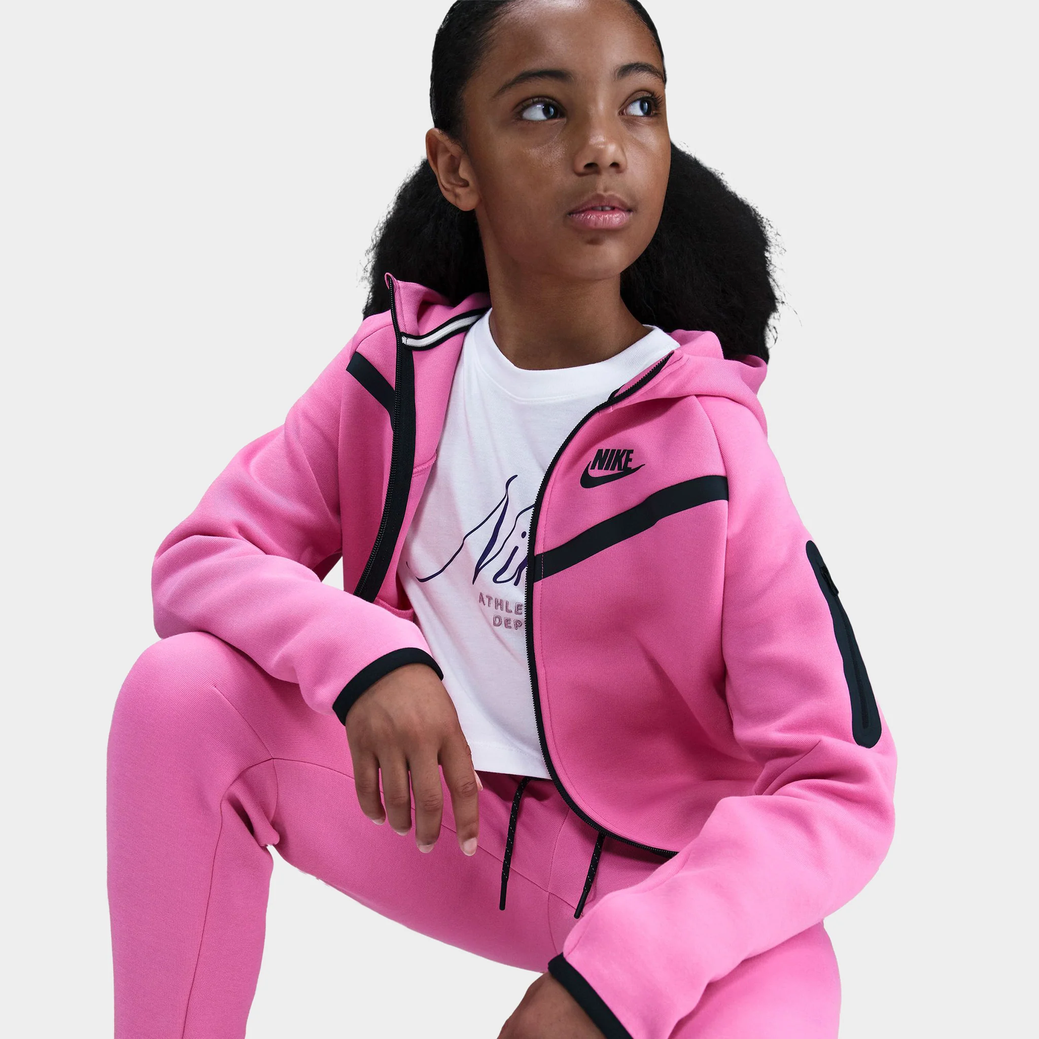 Nike Sportswear Junior Girls' Tech Fleece Hoodie Full Zip / Playful Pink - Image 3