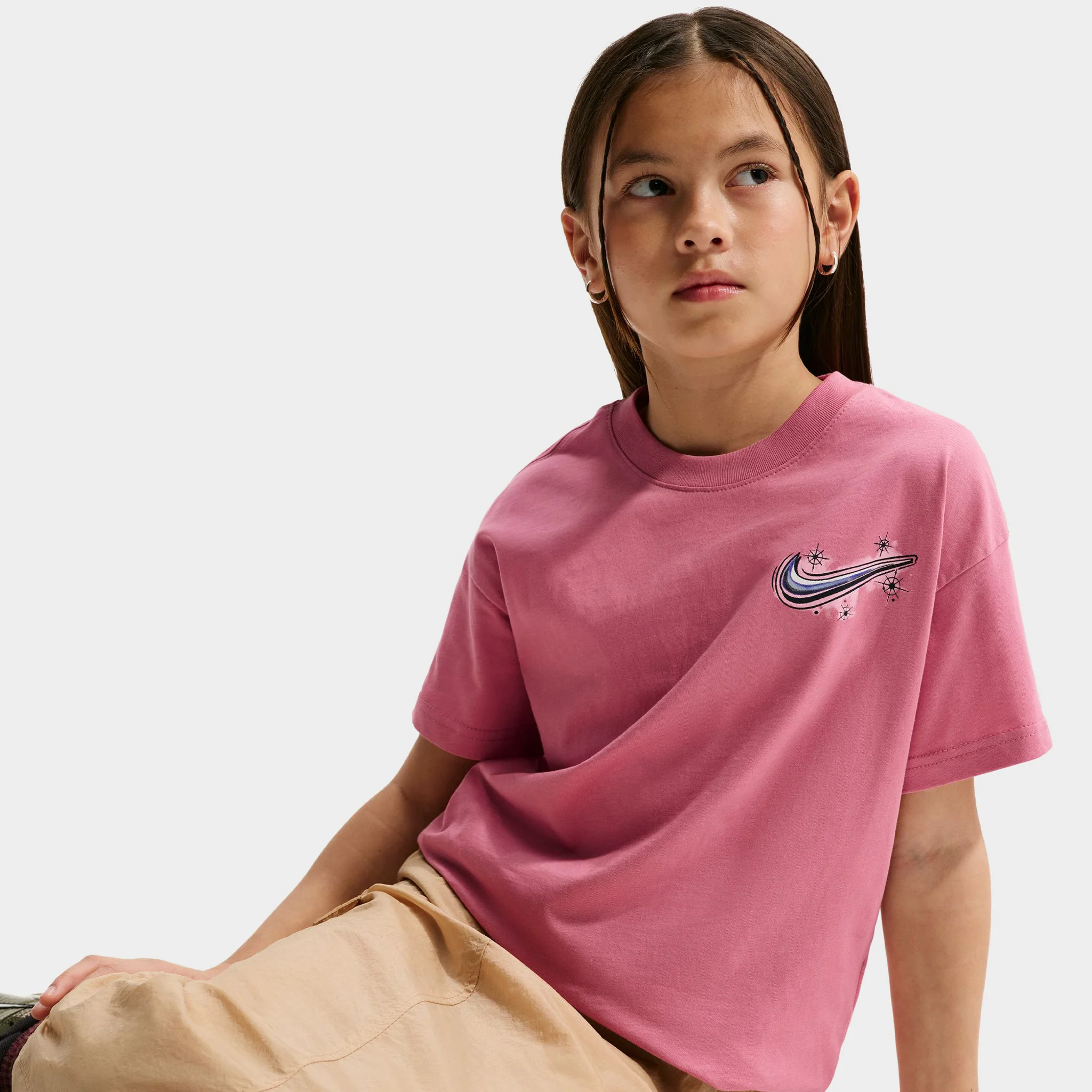 Nike Sportswear Juniors' Airbush T-Shirt / Peony - Image 3