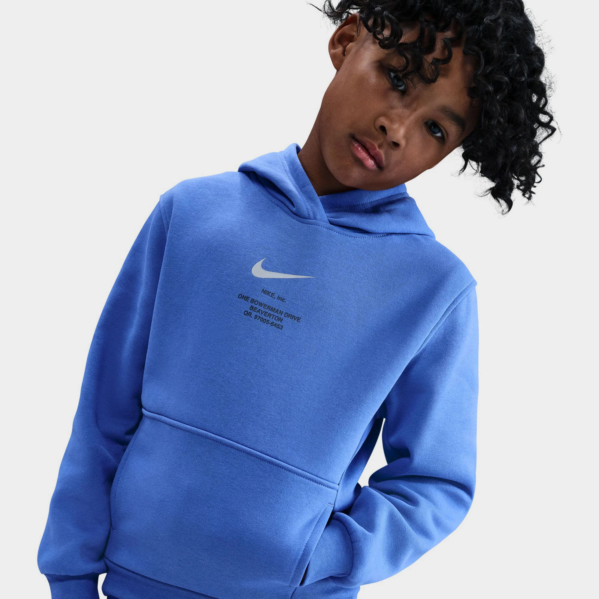Nike Sportswear Juniors' Athletic Pullover Hoodie Comet Blue / Smoke Grey - Image 3