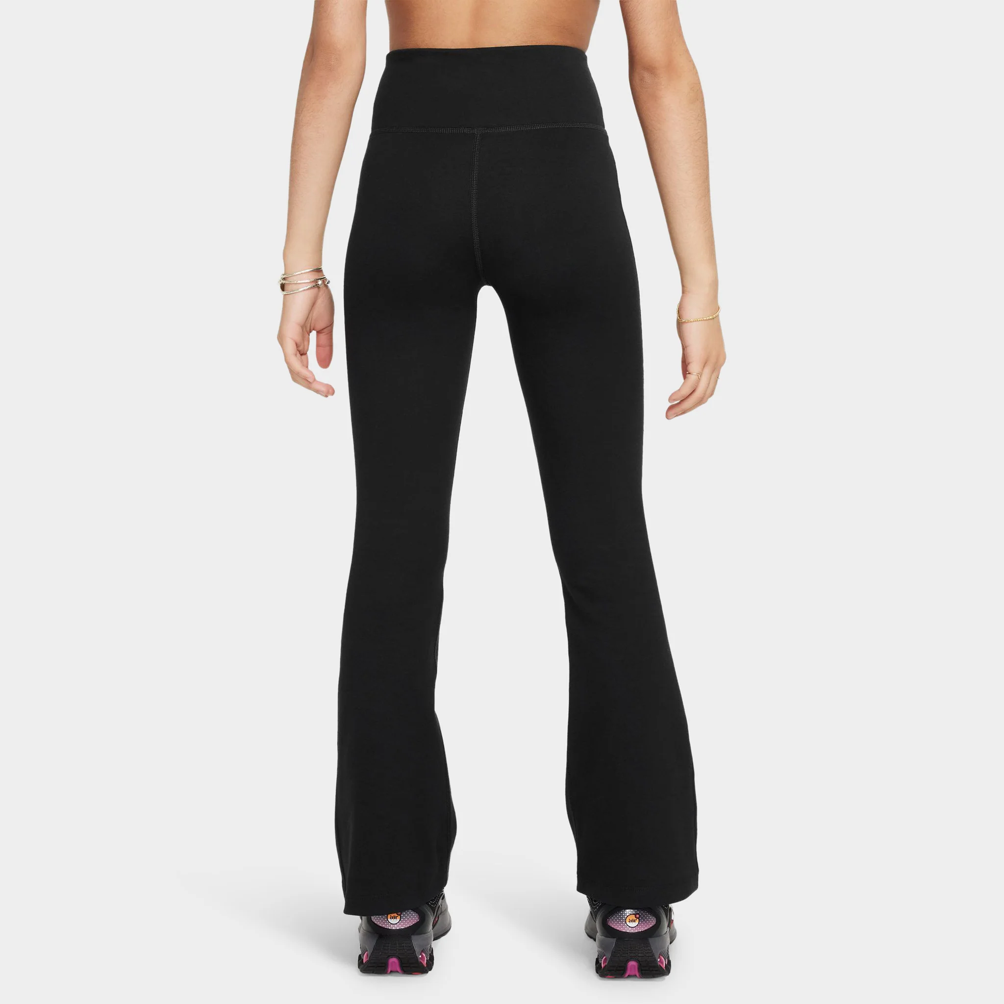 Nike Sportswear Juniors' Classic High-Waisted Flared Leggings Black / White - Image 2