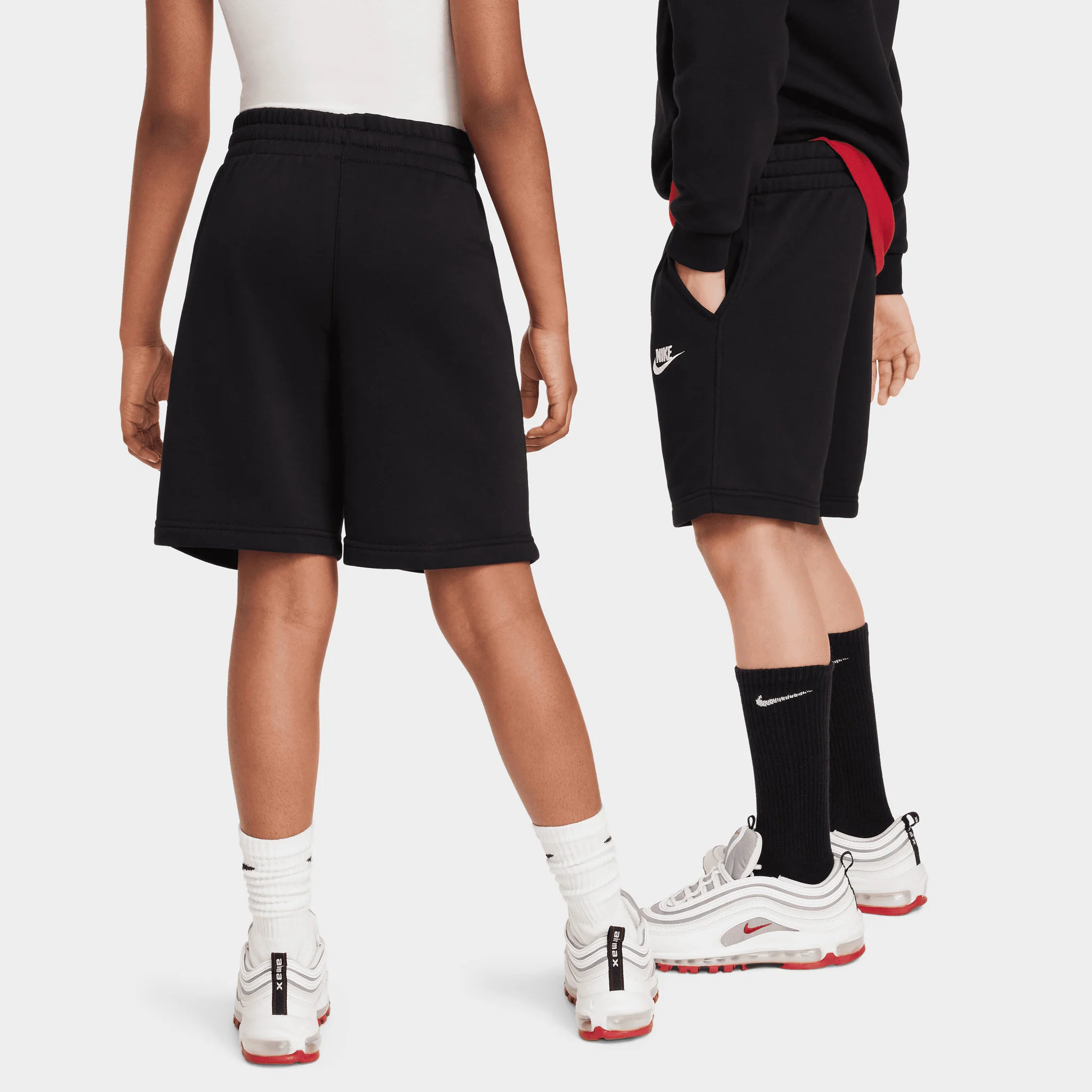 Nike Sportswear Juniors' Club Fleece French Terry Shorts Black / White - Image 2