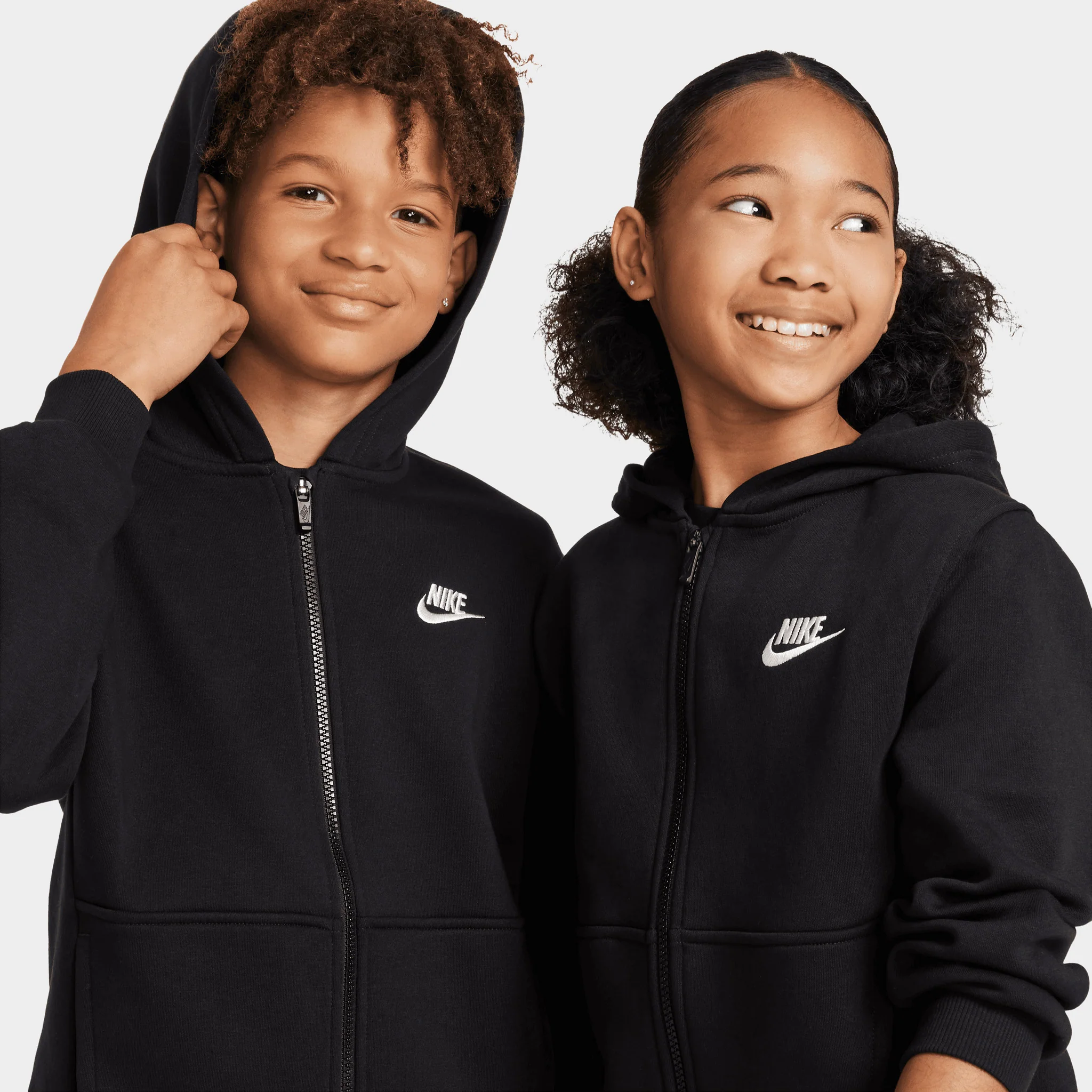 Nike Sportswear Club Fleece Juniors' Full Zip Hoodie Black / White - Image 3