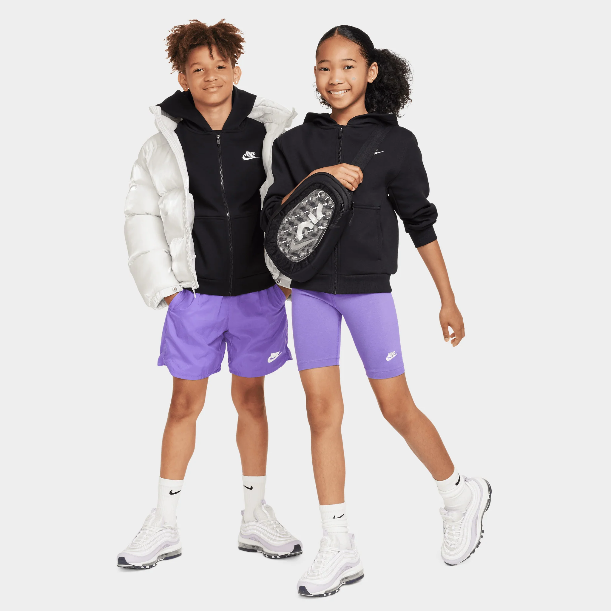 Nike Sportswear Club Fleece Juniors' Full Zip Hoodie Black / White - Image 5