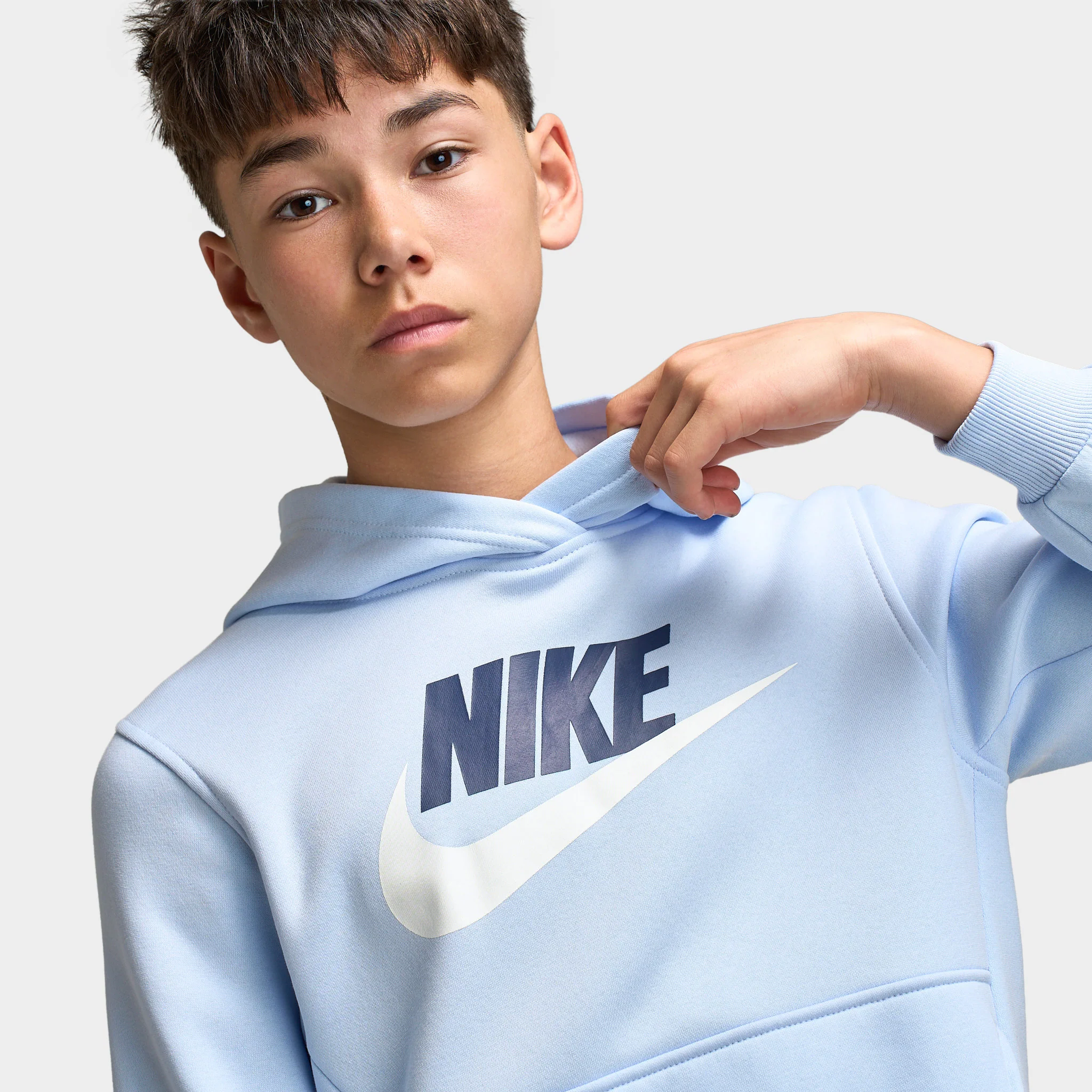 Nike Sportswear Juniors' Club Fleece Hoodie Hydrogen Blue / White - Image 4
