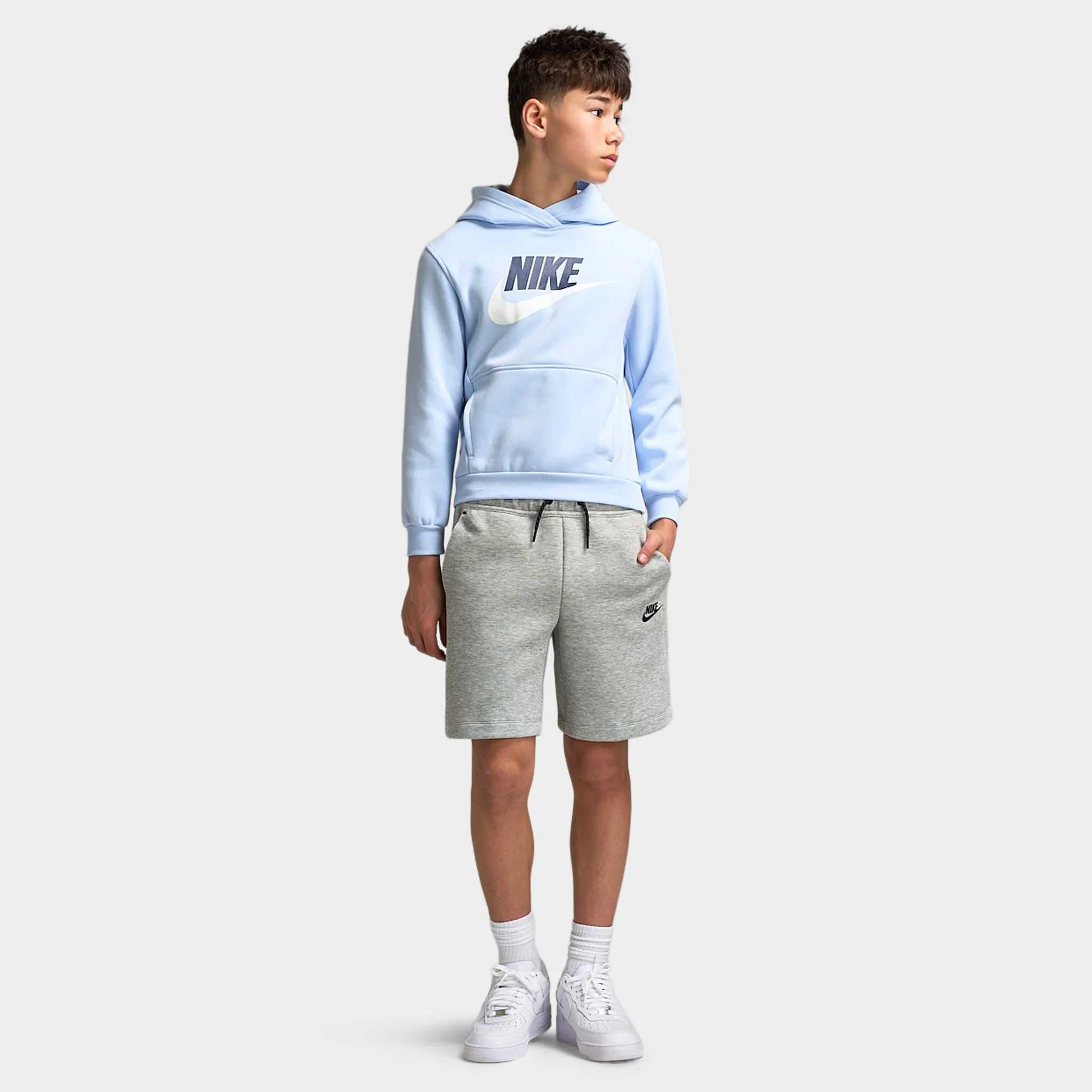 Nike Sportswear Juniors' Club Fleece Hoodie Hydrogen Blue / White - Image 5