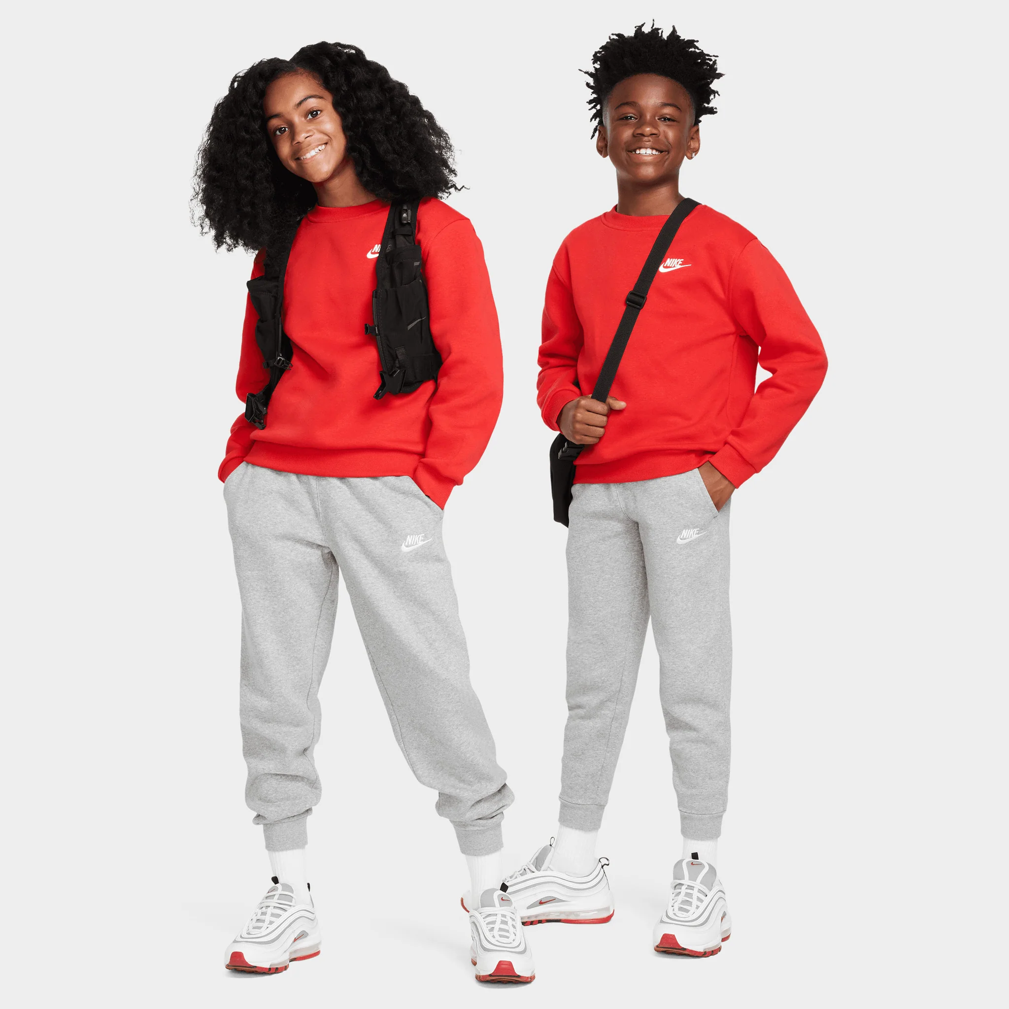 Nike Sportswear Juniors' Club Fleece Joggers Dark Grey Heather / White - Image 5