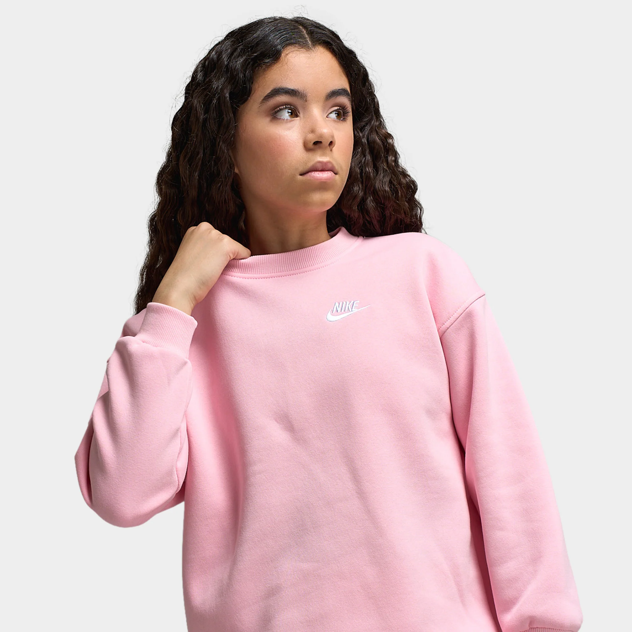 Nike Sportswear Juniors' Club Fleece Oversized Crew / Med Soft Pink - Image 4