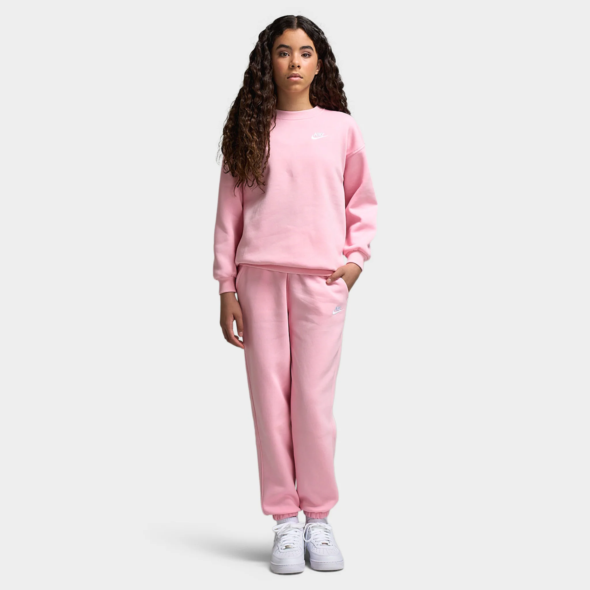 Nike Sportswear Juniors' Club Fleece Oversized Crew / Med Soft Pink - Image 5