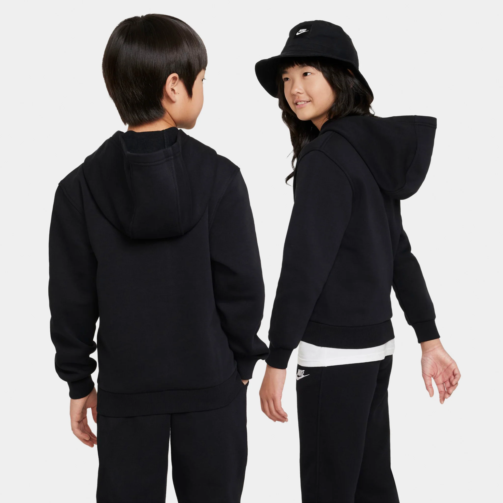 Nike Sportswear Juniors' Club Fleece Pullover Hoodie Black / White - Image 2