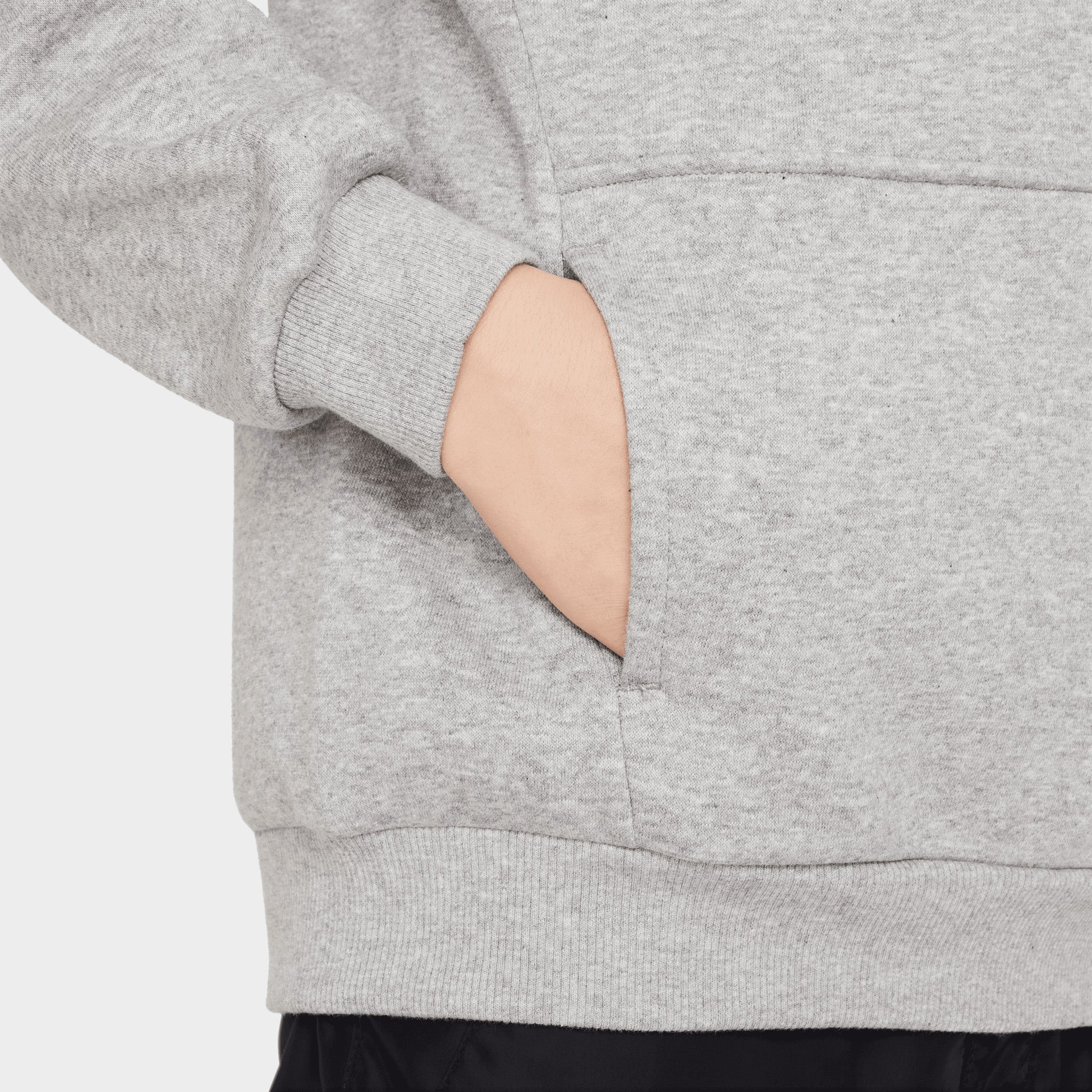Nike Sportswear Juniors' Club Fleece Pullover Hoodie Dark Grey Heather / White - Image 4