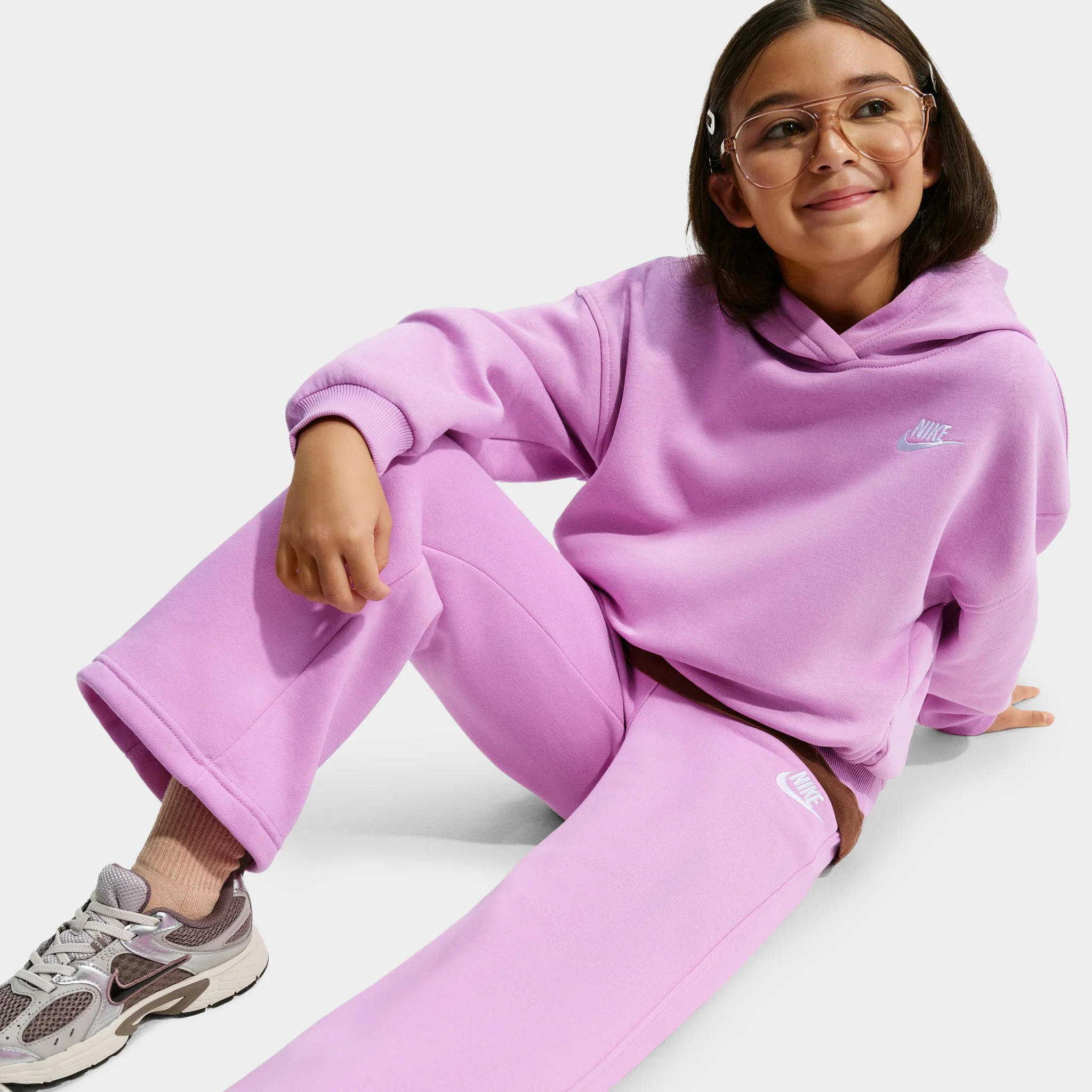 Nike Sportswear Juniors' Club Fleece Wide Leg Pants / Light Magenta - Image 5