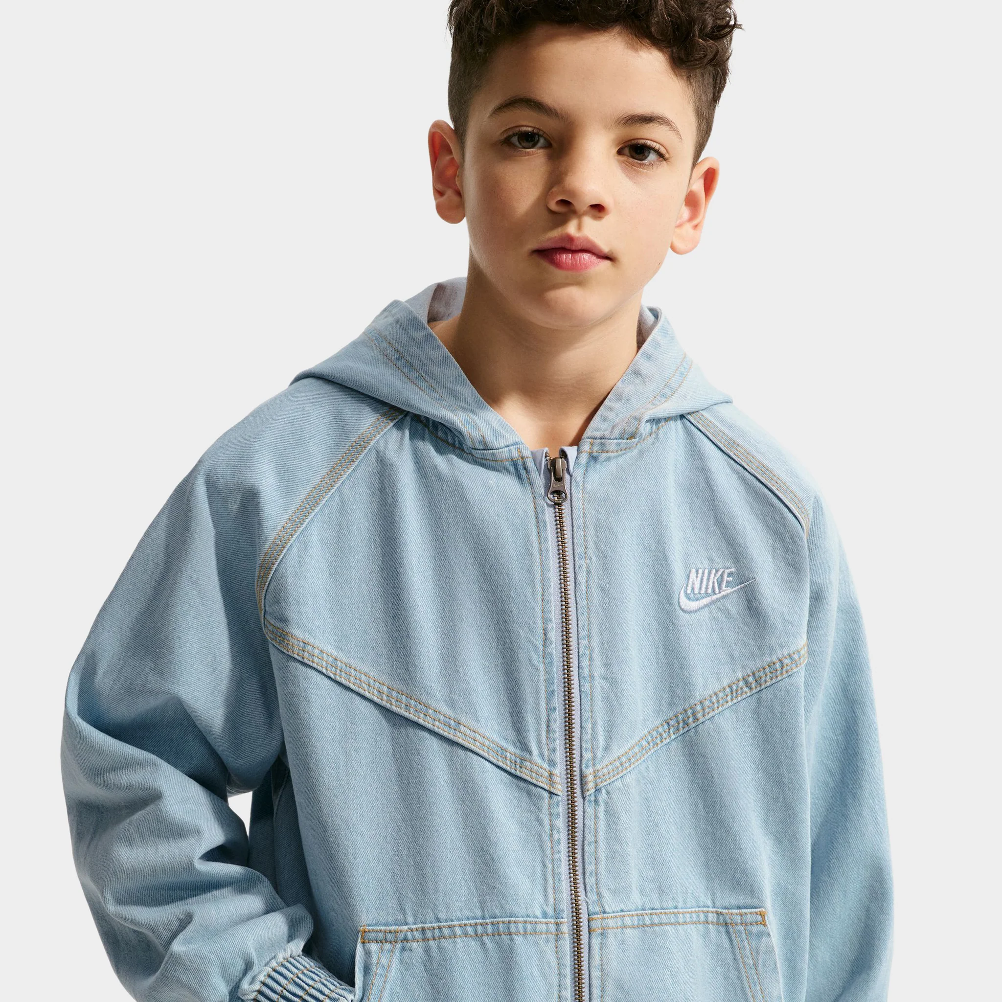 Nike Sportswear Juniors' Denim Full Zip Jacket / Light Armory Blue - Image 3