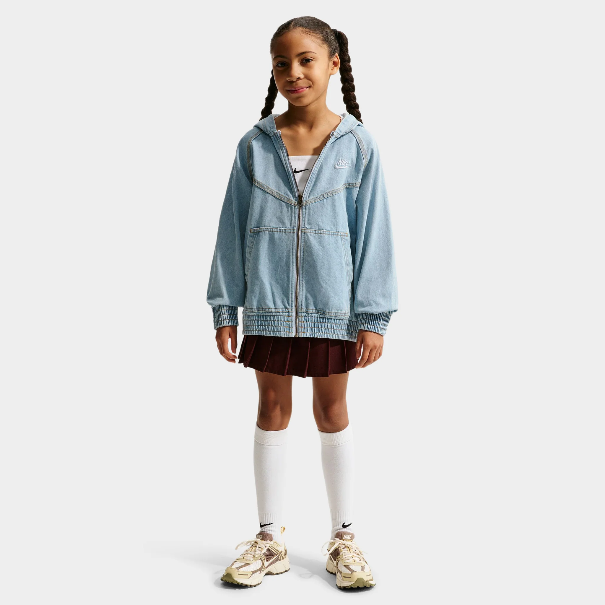 Nike Sportswear Juniors' Denim Full Zip Jacket / Light Armory Blue - Image 5