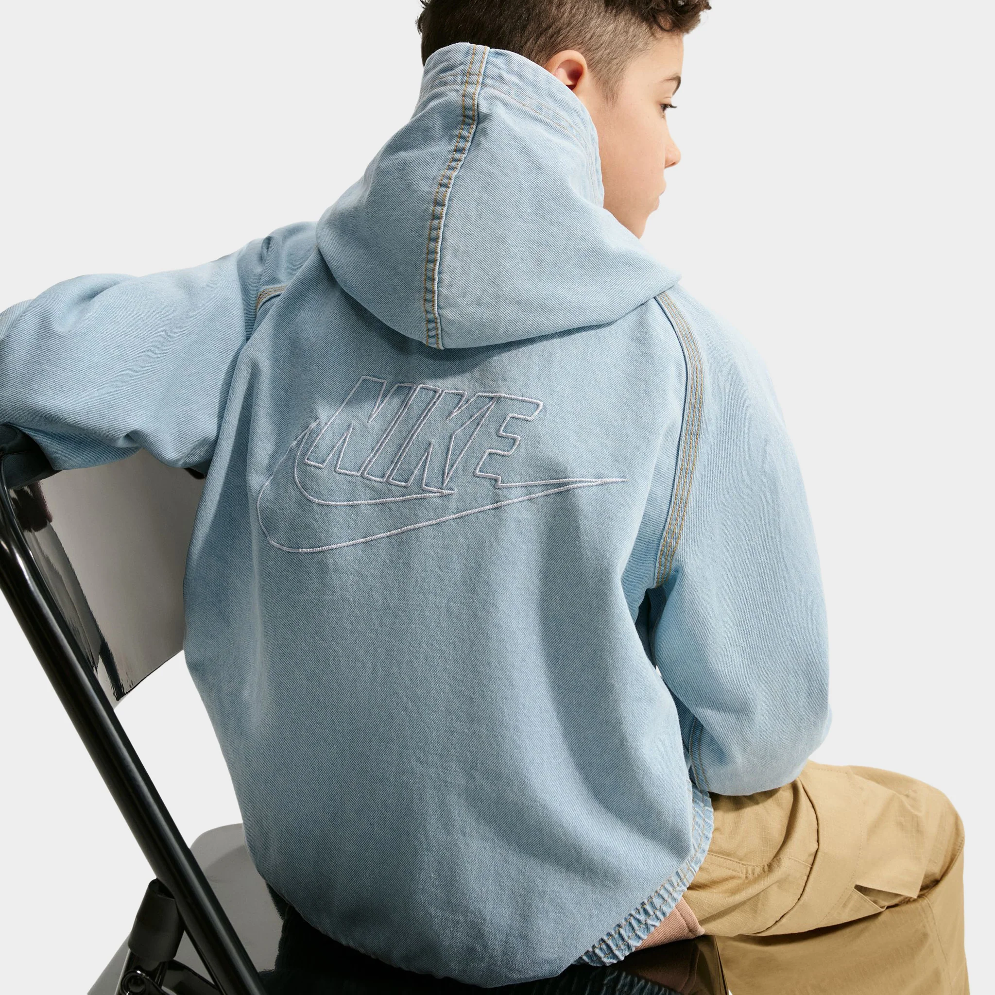 Nike Sportswear Juniors' Denim Full Zip Jacket / Light Armory Blue - Image 7
