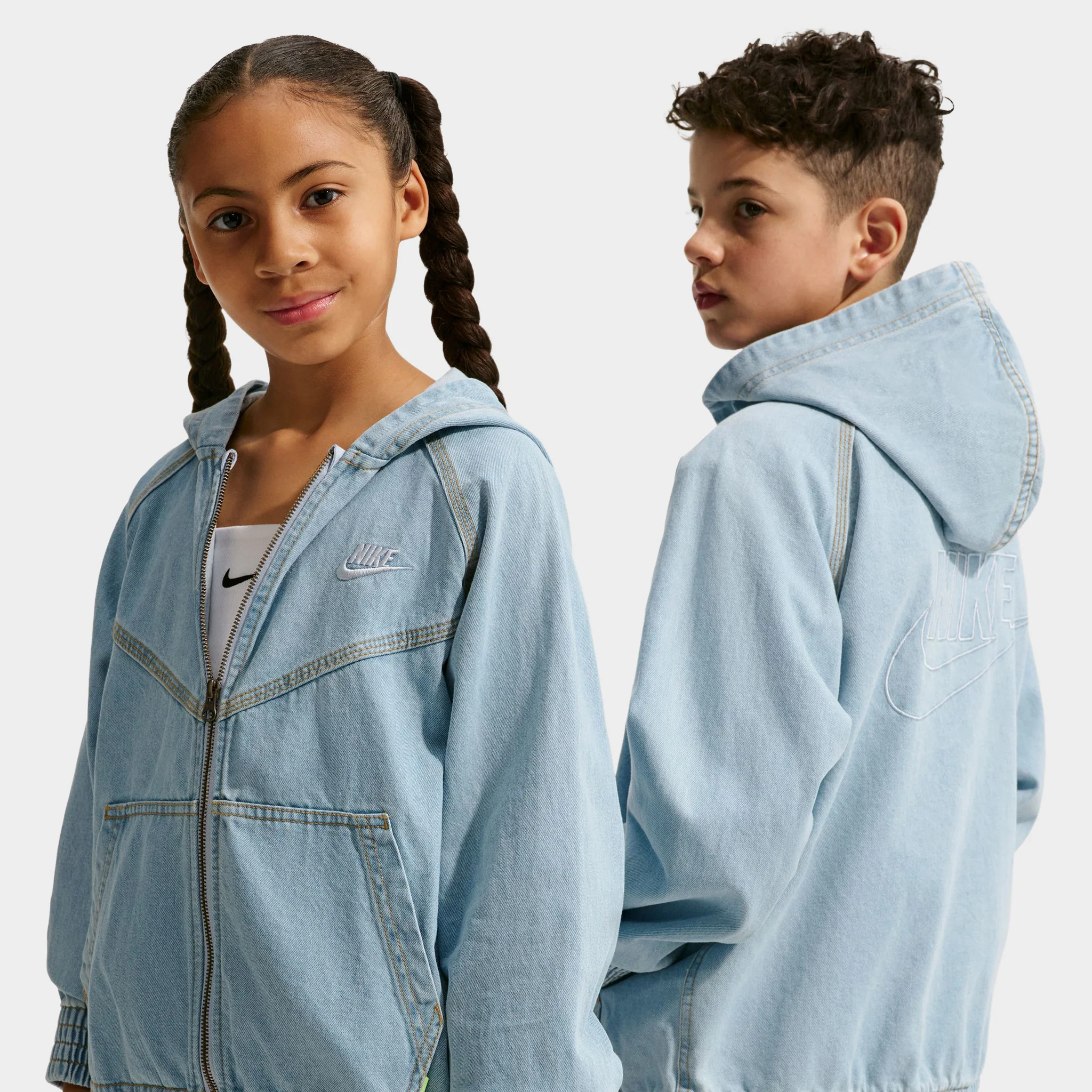 Nike Sportswear Juniors' Denim Full Zip Jacket / Light Armory Blue - Image 8