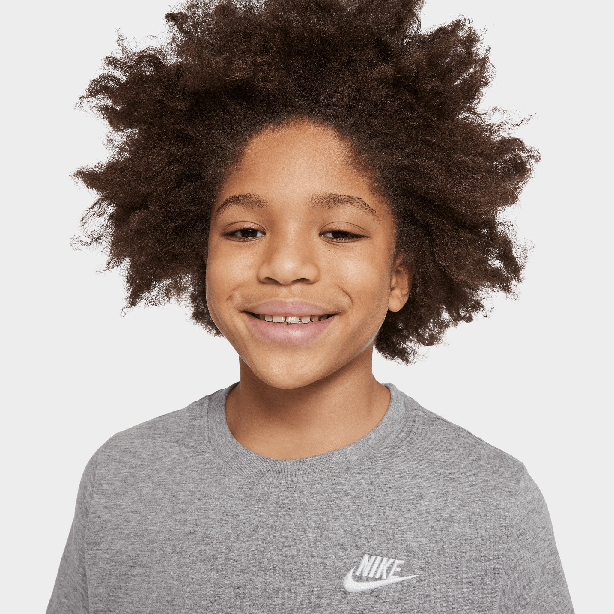 Nike Sportswear Juniors' Embroidered Futura T-Shirt / Dark Grey Heather - Image 3