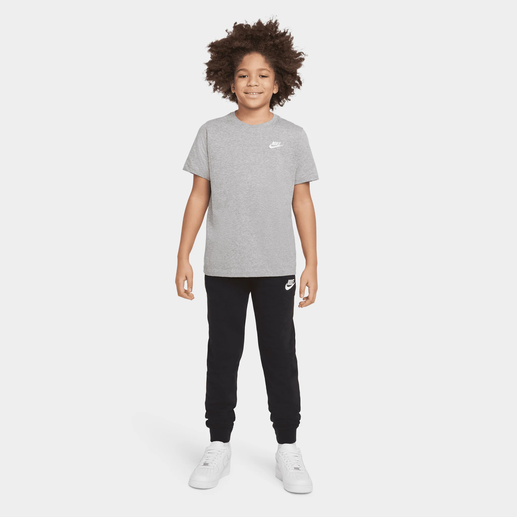 Nike Sportswear Juniors' Embroidered Futura T-Shirt / Dark Grey Heather - Image 4