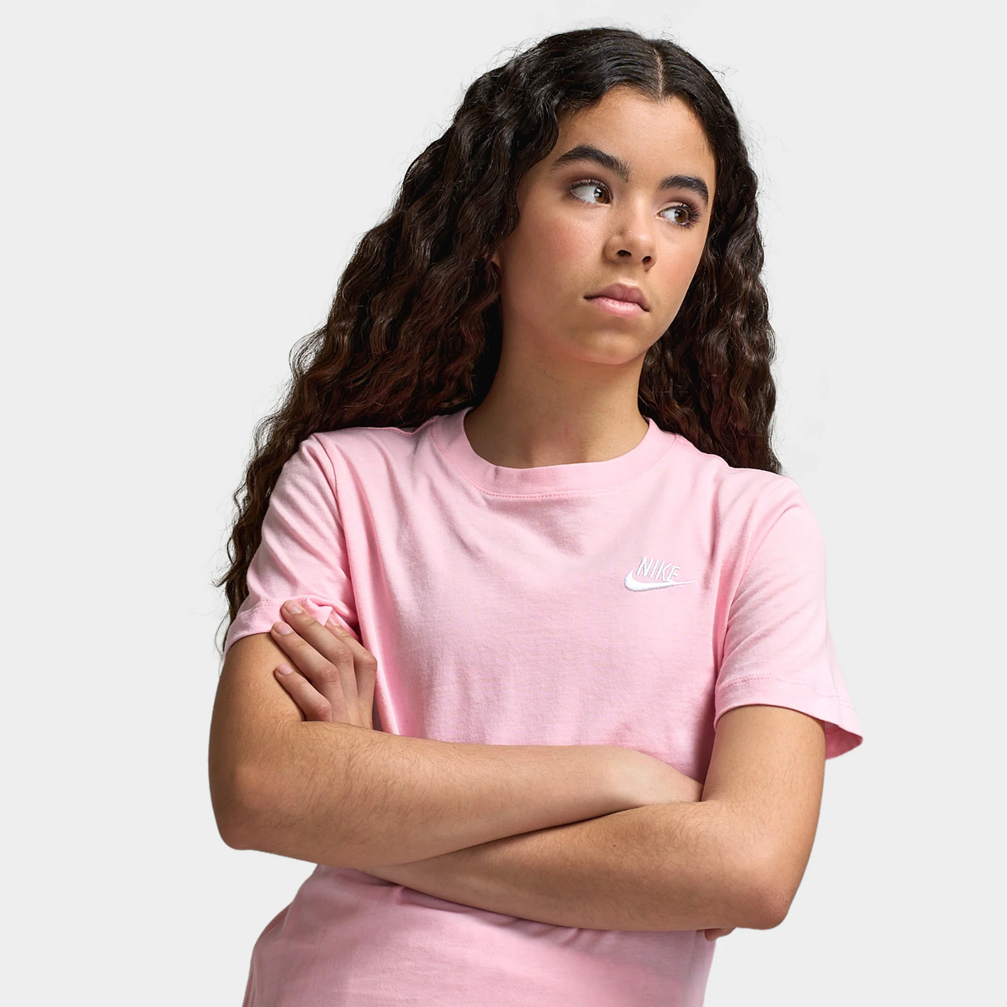 Nike Sportswear Juniors' Tee EMB Futura / Med Soft Pink - Image 4