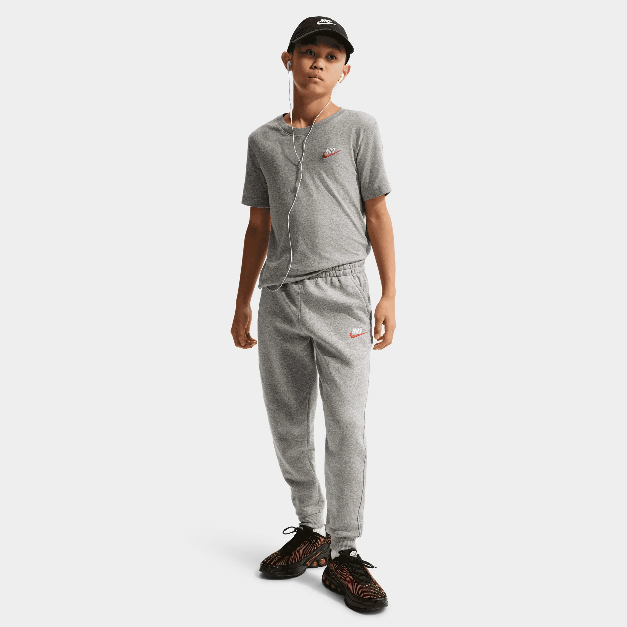 Nike Sportswear Juniors' Futura Tee Grey Heather / White - Red - Image 2