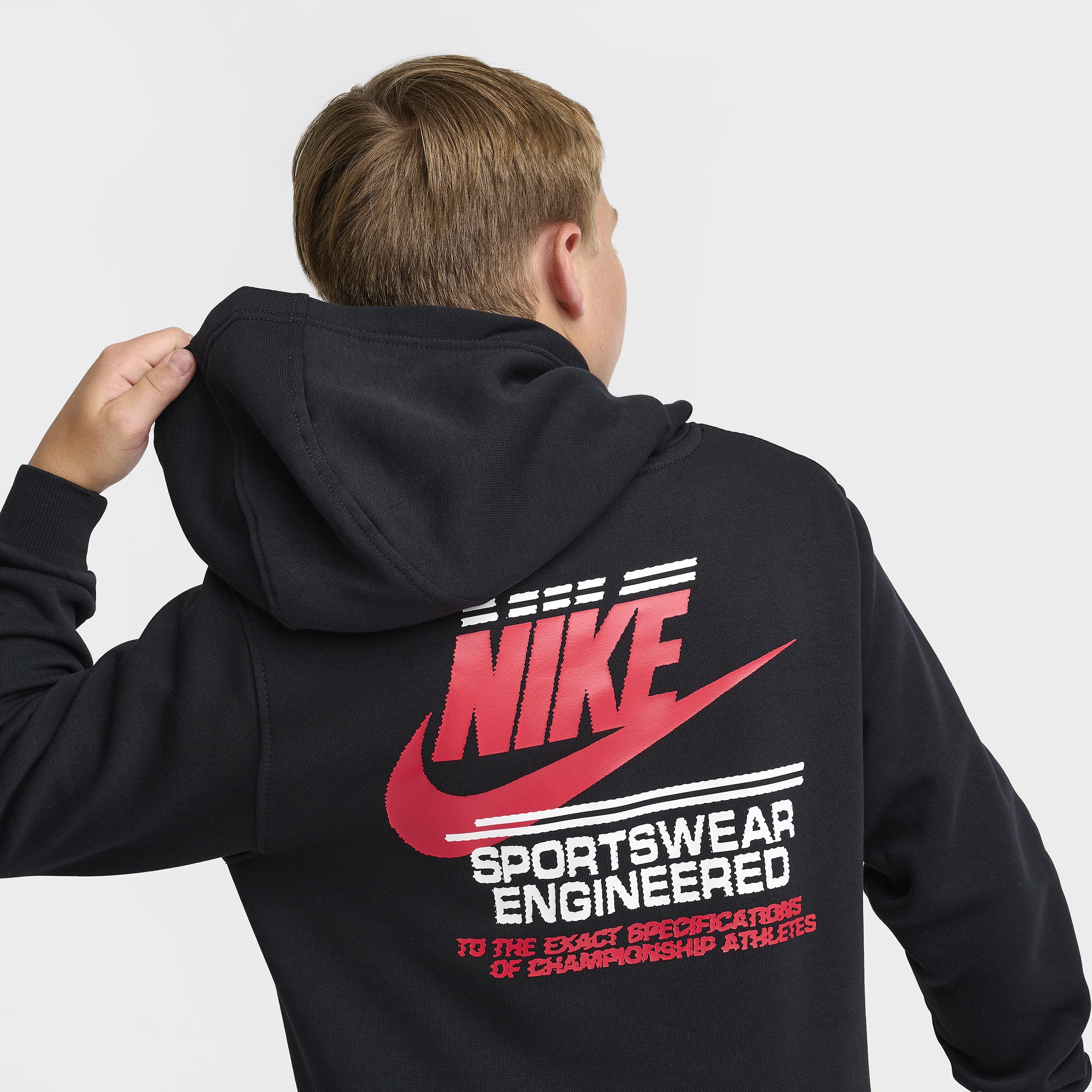 Nike Sportswear Juniors' Graphic Fleece Club Hoodie / Black - Image 4