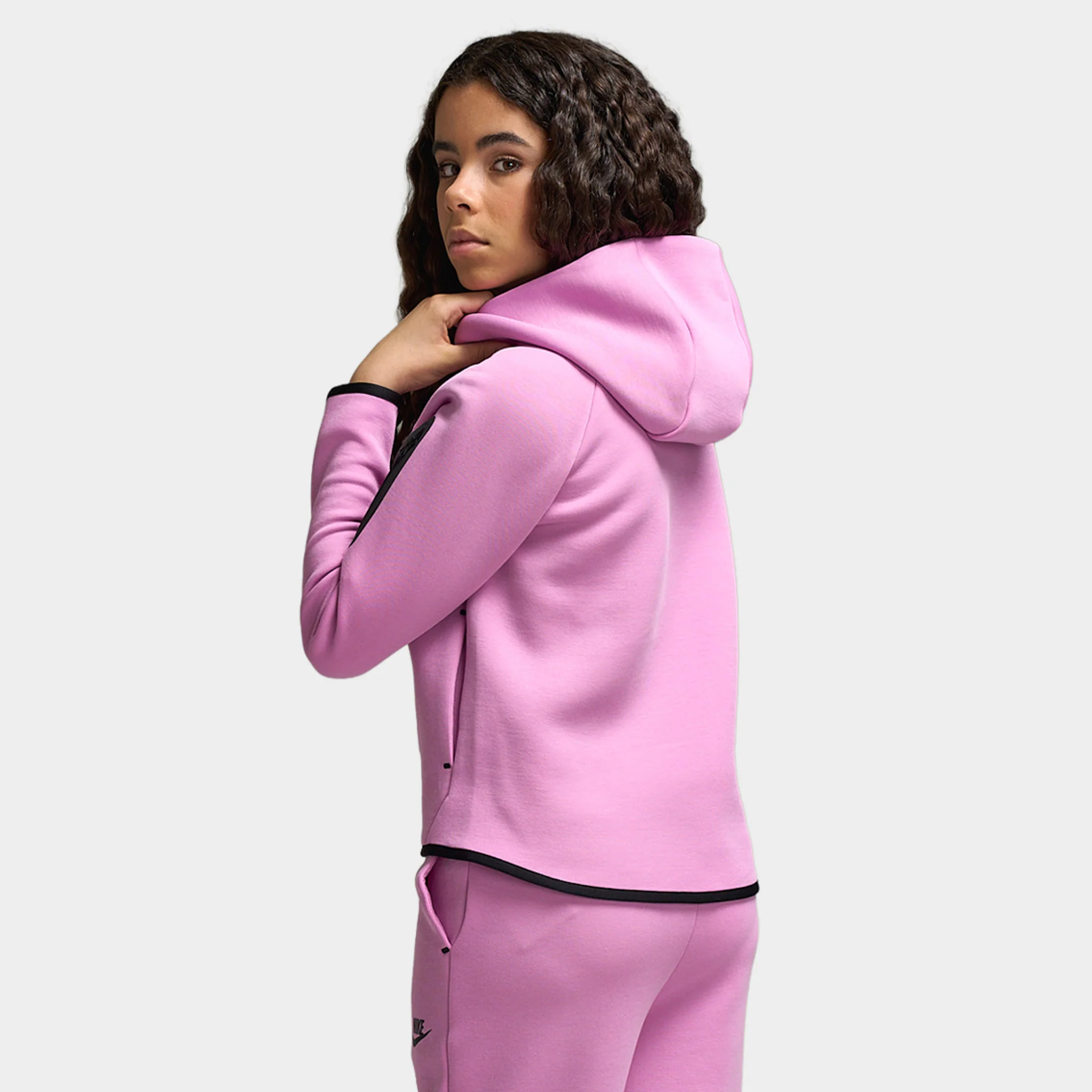 Nike Sportswear Juniors' Tech Fleece Full Zip Hoodie / Light Magenta - Image 2