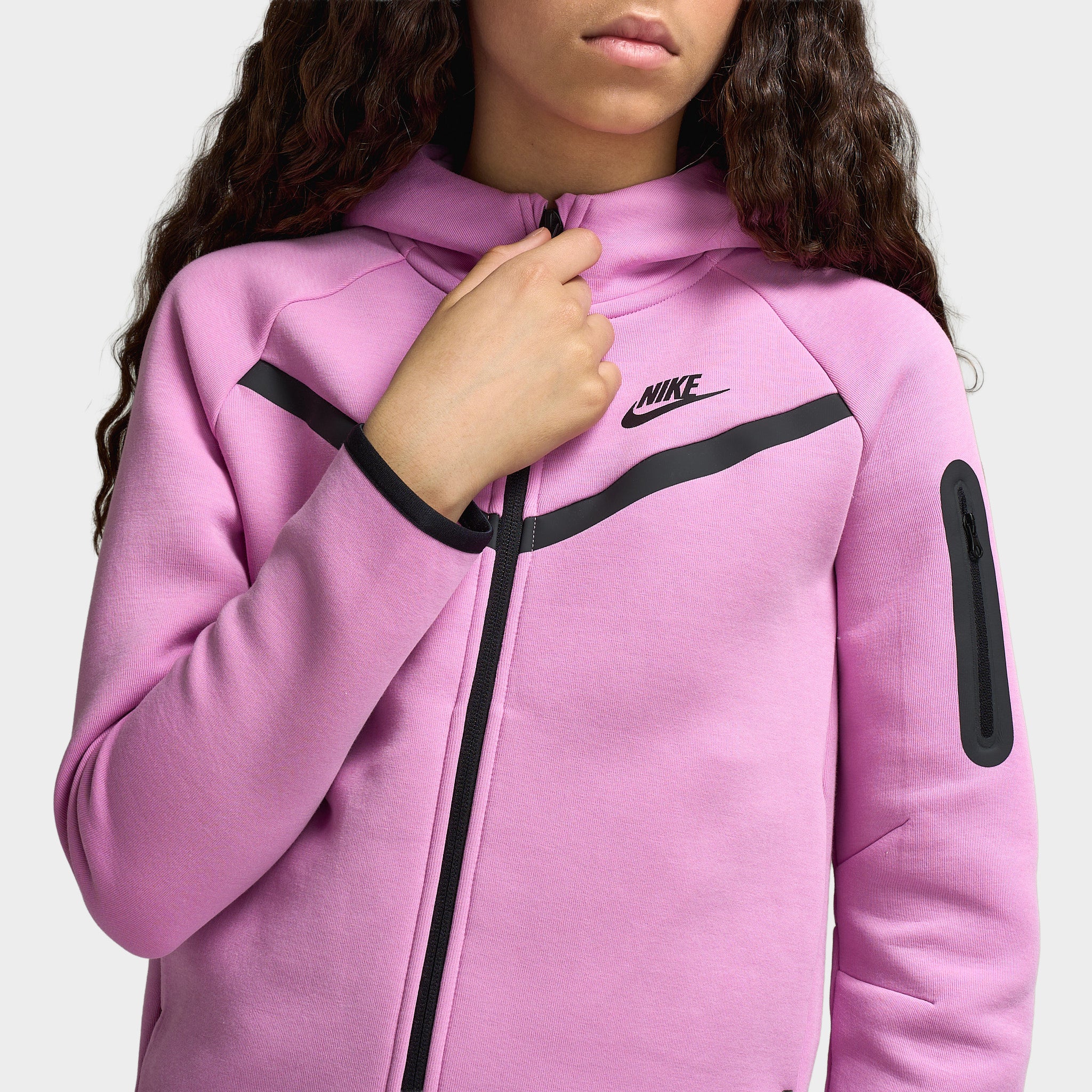 Nike Sportswear Juniors' Tech Fleece Full Zip Hoodie / Light Magenta - Image 3