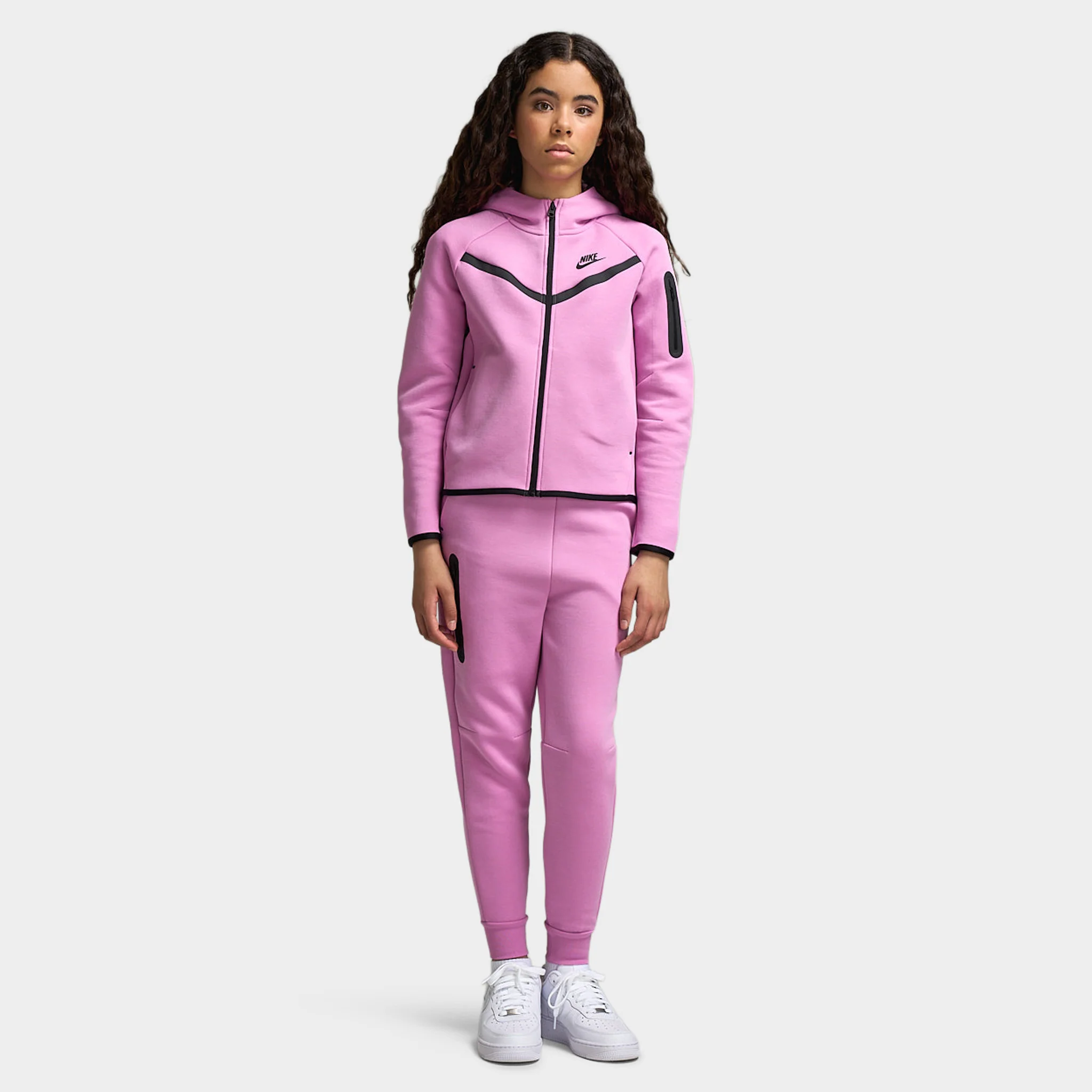 Nike Sportswear Juniors' Tech Fleece Full Zip Hoodie / Light Magenta - Image 5