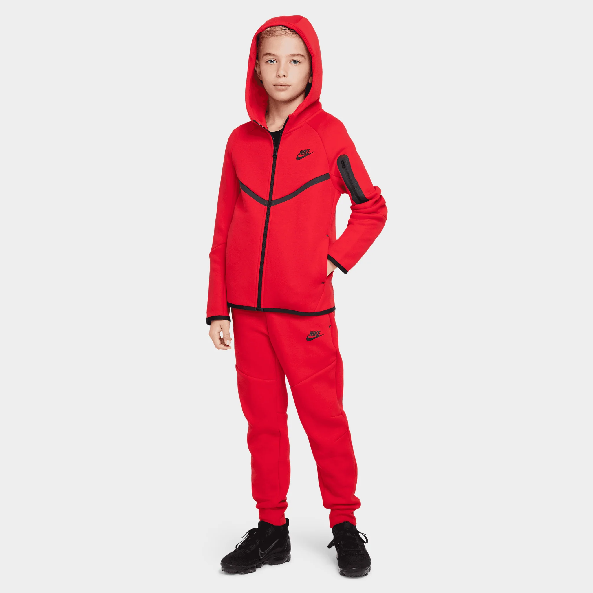 Nike Sportswear Juniors' Tech Fleece Full Zip / University Red - Image 6