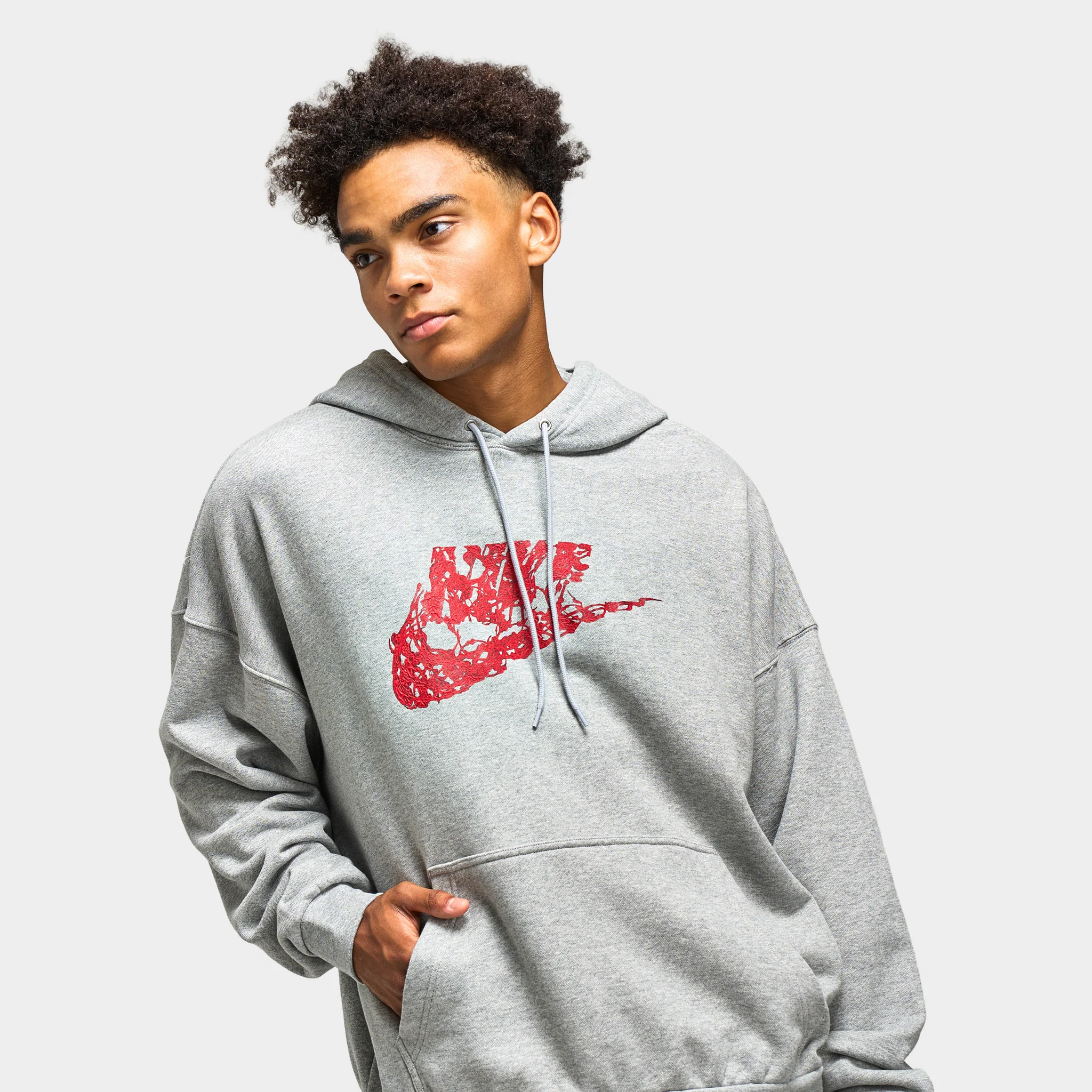 Nike Sportswear Men's Stranger Things 5 Vecna Oversized Hoodie /  Dark Grey Heather - Image 3