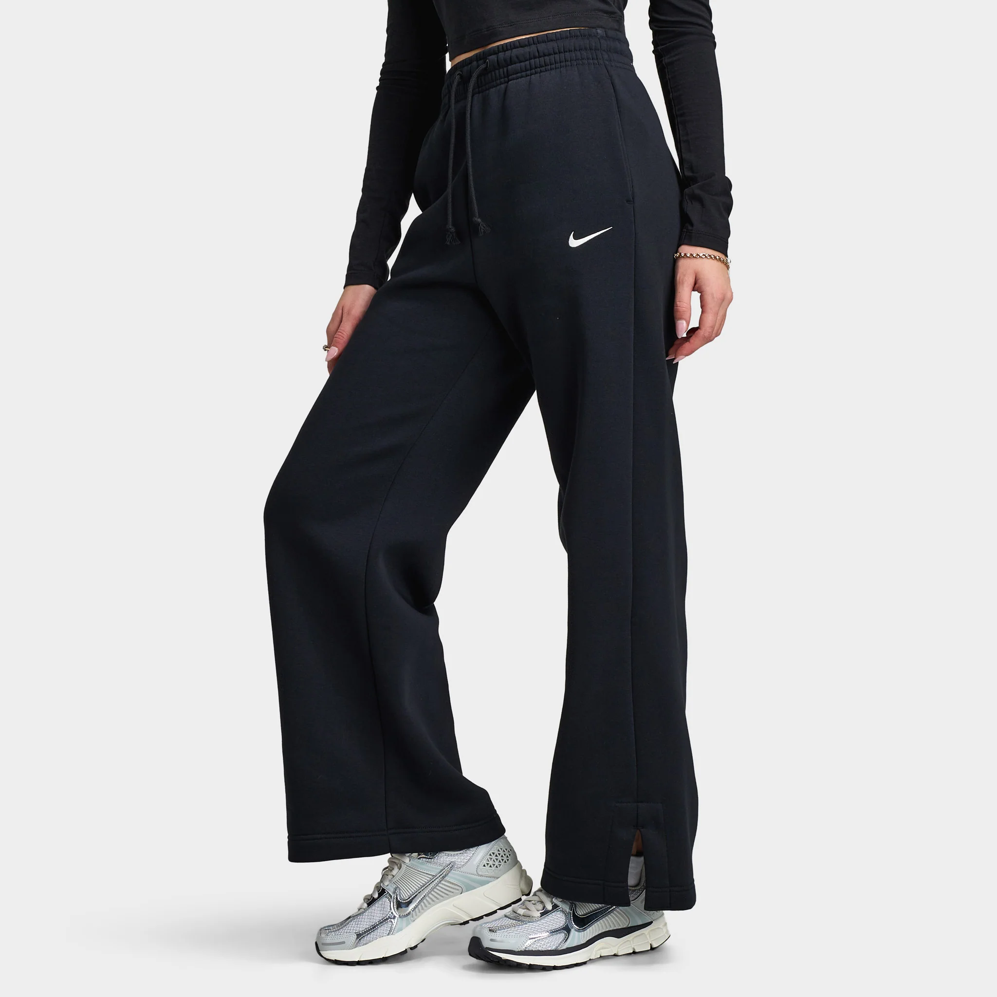 Nike Sportswear Phoenix Fleece High Rise Pants Wide /  Black / Sail - Image 3