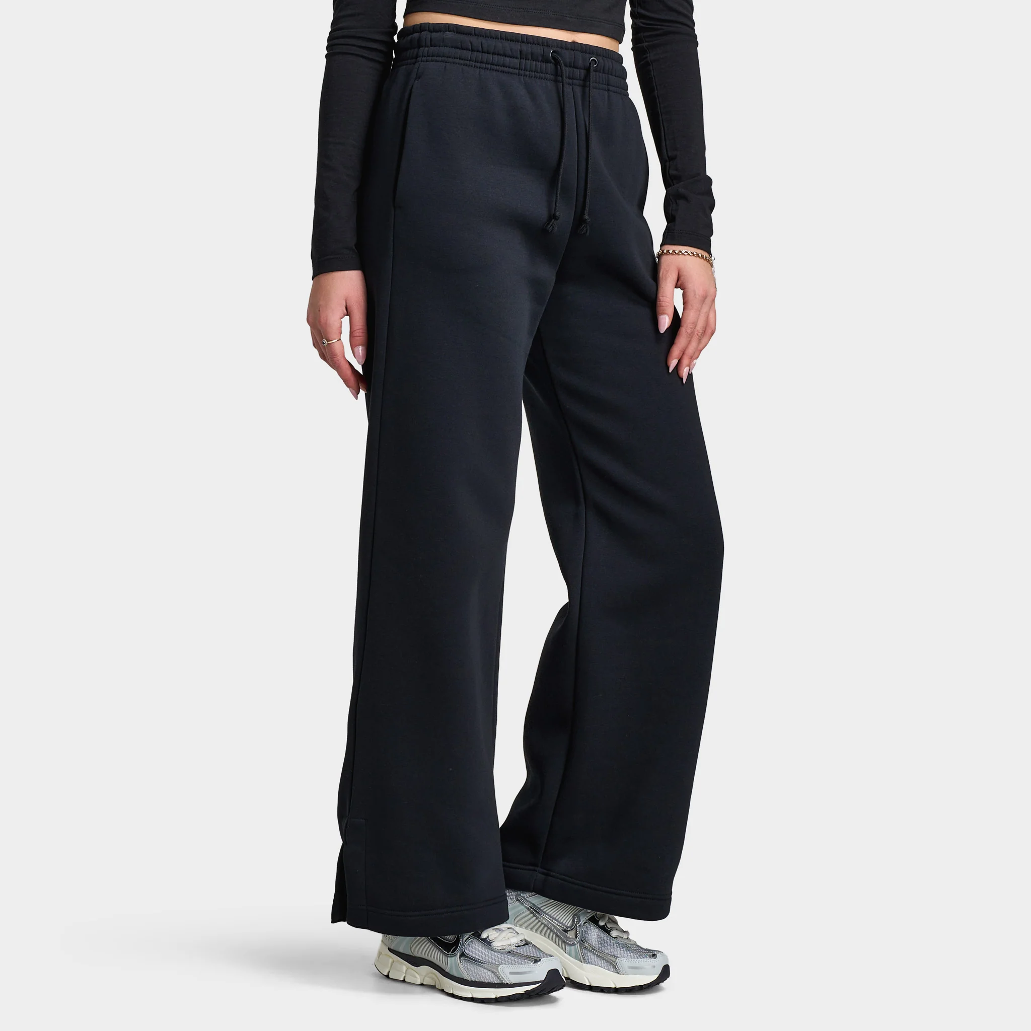 Nike Sportswear Phoenix Fleece High Rise Pants Wide /  Black / Sail - Image 4