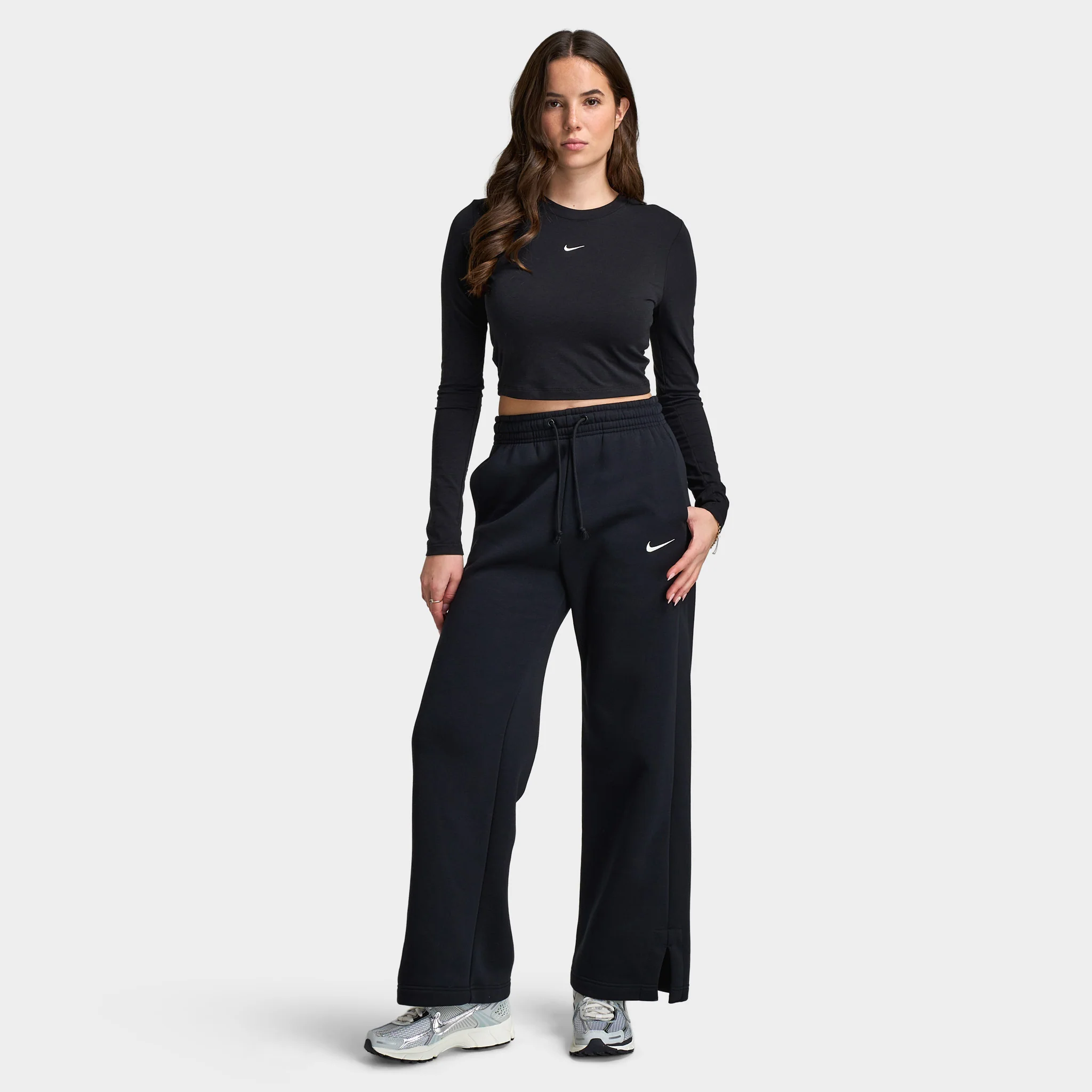 Nike Sportswear Phoenix Fleece High Rise Pants Wide /  Black / Sail - Image 6