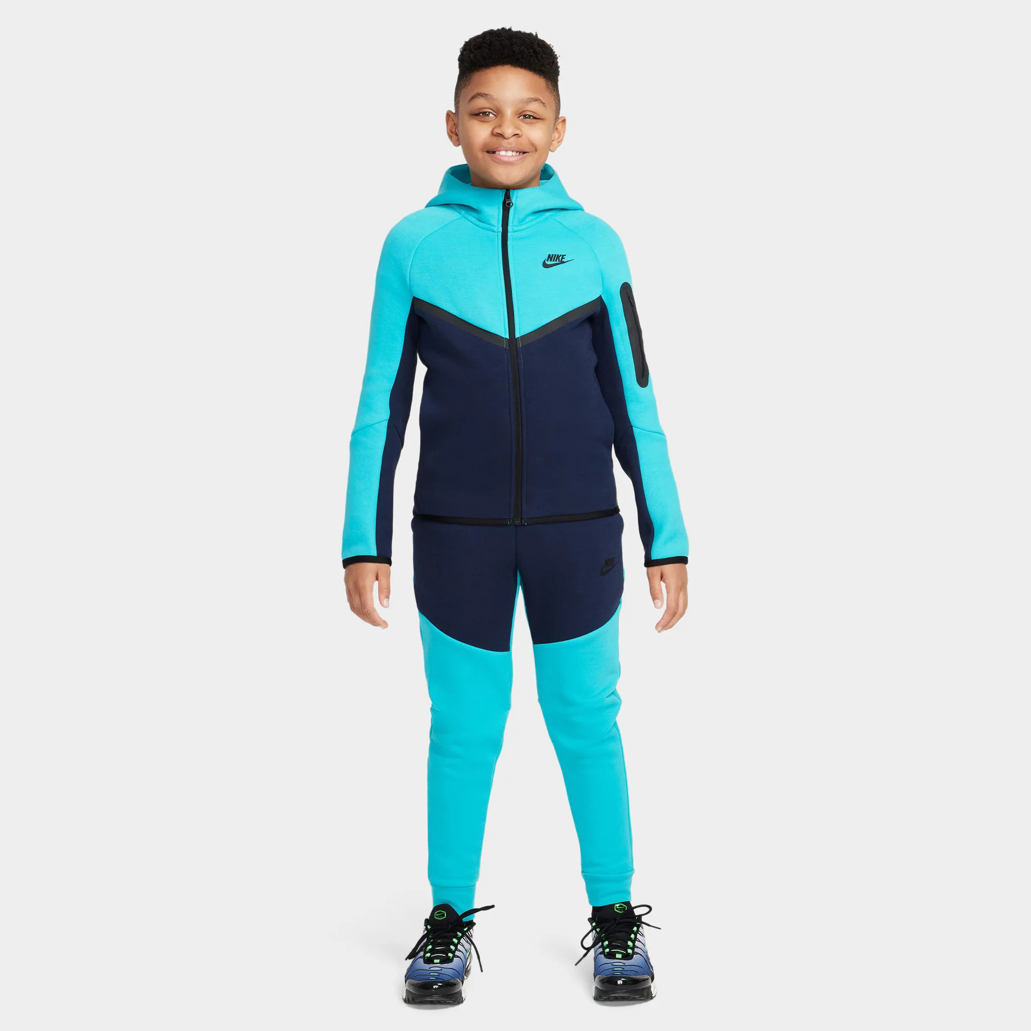 Nike Sportswear Junior Boys' Tech Fleece Full-Zip Hoodie Obsidian / Dusty Cactus - Black - Image 10
